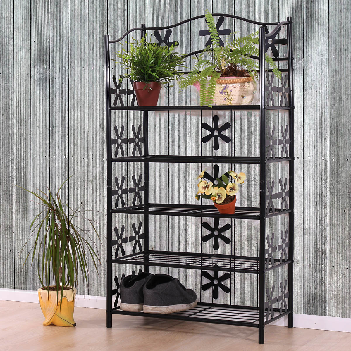 Regal Metall B&uuml;cherregal Schuhregal Standregal Bern ~ 5 B&ouml;den, H&ouml;he 112cm 