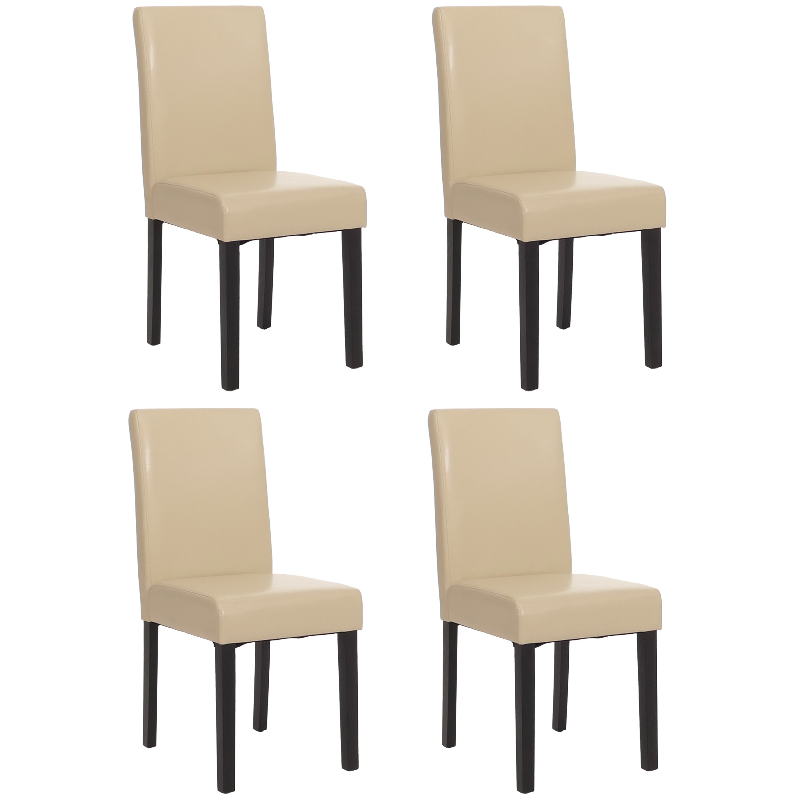 4er-Set Esszimmerstuhl Stuhl K&uuml;chenstuhl Littau MVG-zertifiziert ~ Kunstleder, creme dunkle Beine 