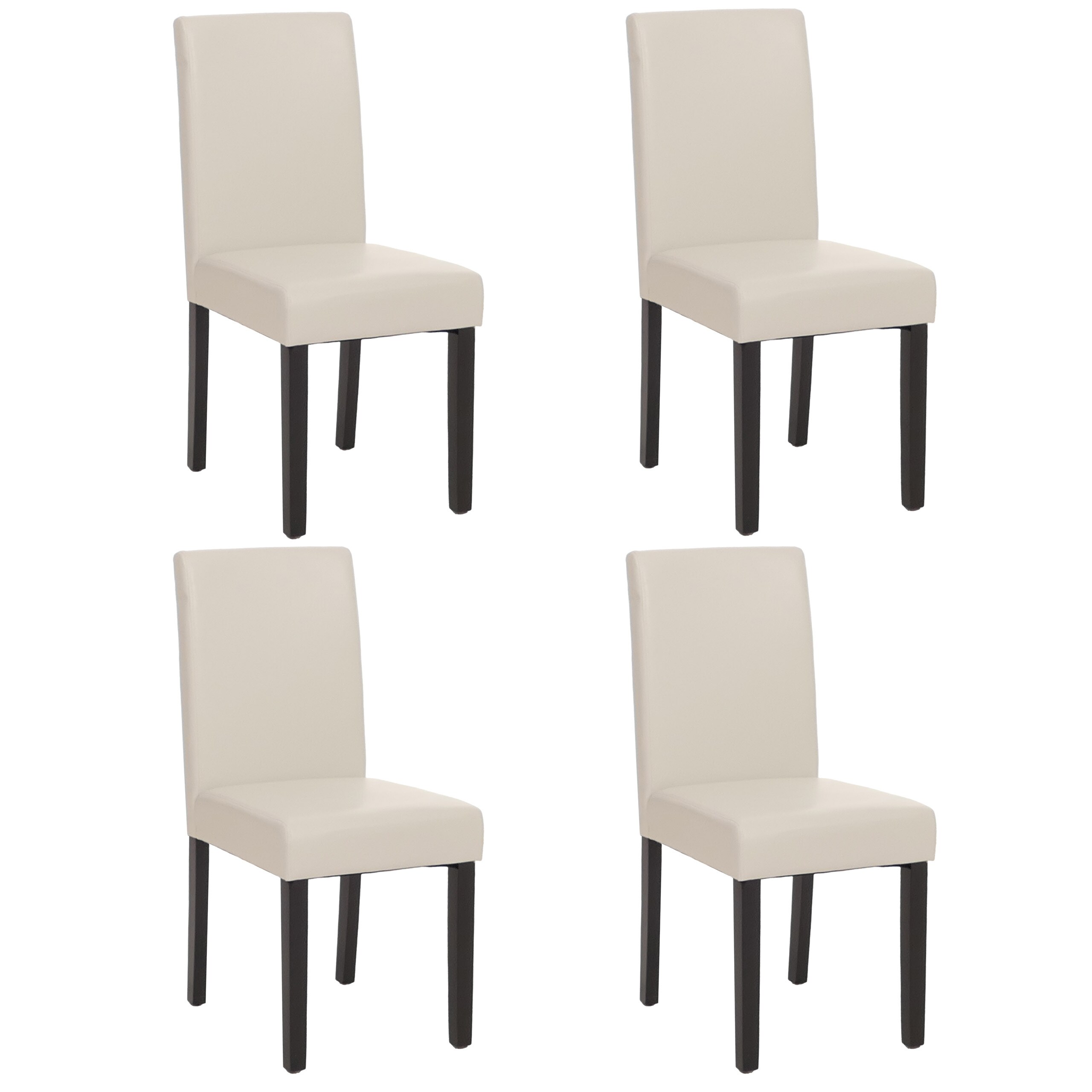 4er-Set Esszimmerstuhl Stuhl K&uuml;chenstuhl Littau MVG-zertifiziert ~ Kunstleder, wei&szlig; dunkle Beine 