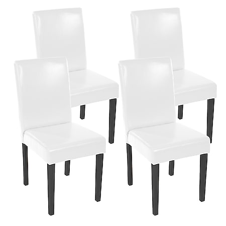 4er-Set Esszimmerstuhl Stuhl Küchenstuhl Littau ~ Kunstleder, weiß helle Beine 