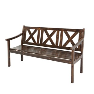 Gartenbank Mazara, Sitzbank Parkbank Holzbank, 3-Sitzer Gastro-Qualität Massiv-Holz 160cm ~ dunkelbraun 