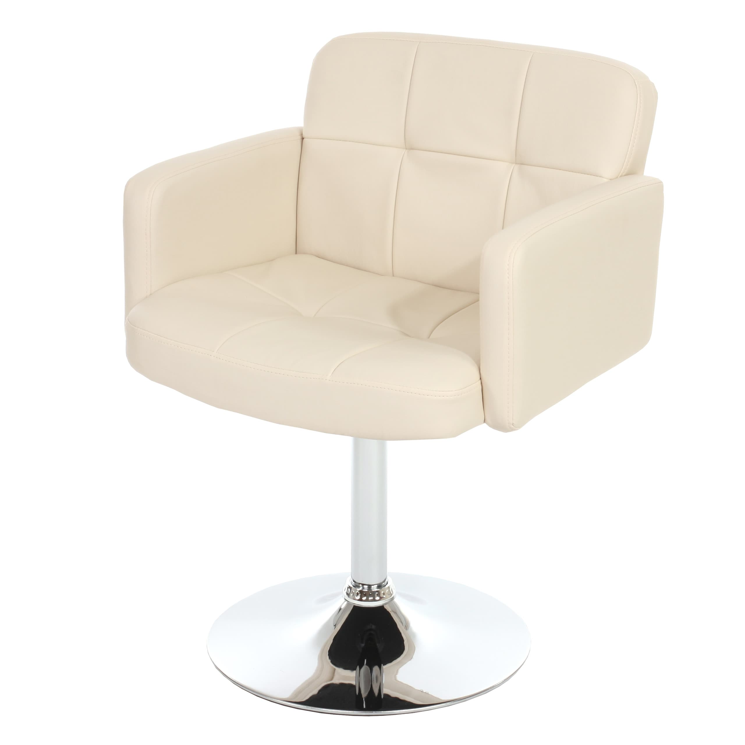 Esszimmerstuhl Houston, K&uuml;chenstuhl Drehstuhl Stuhl, Kunstleder Chrom ~ creme 