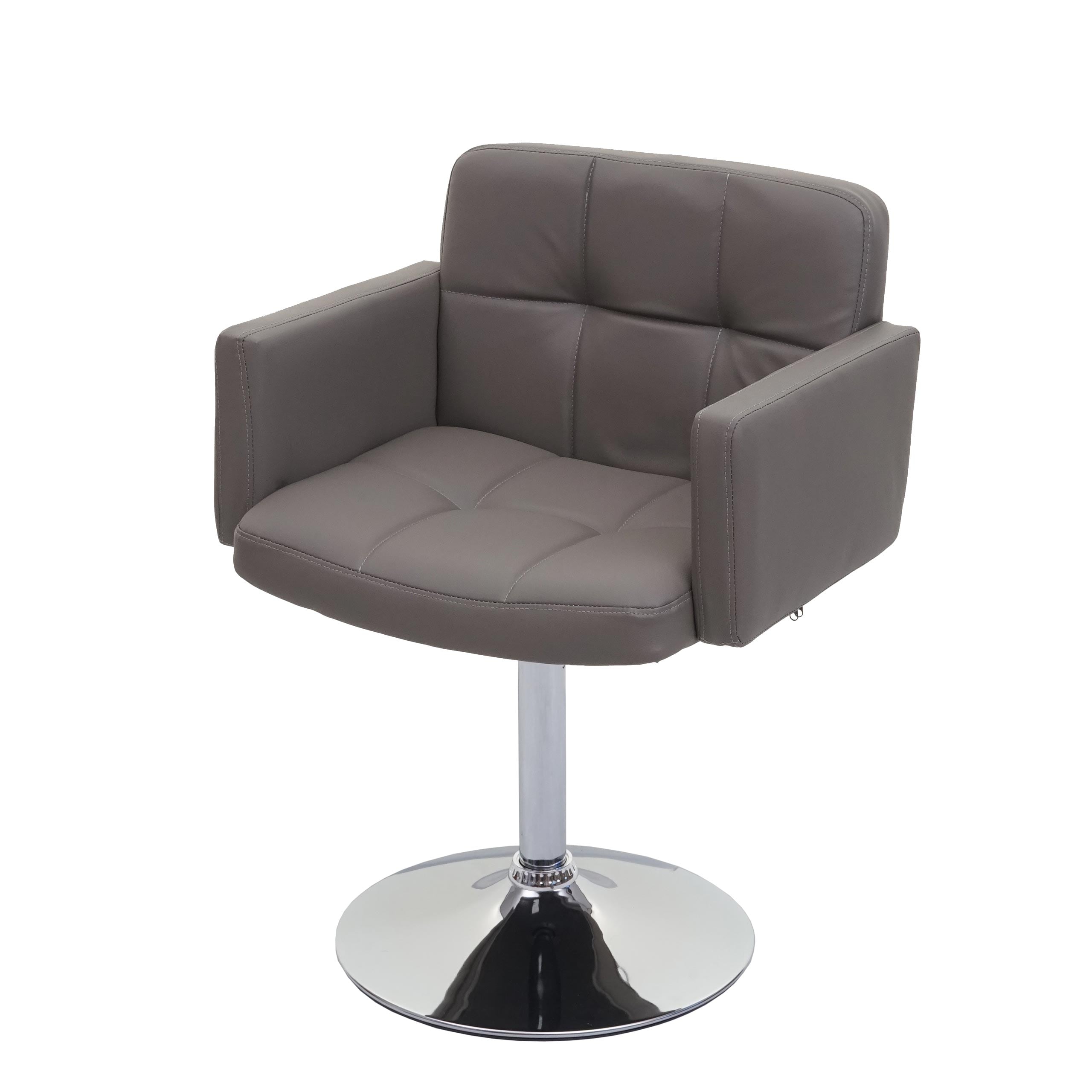 Esszimmerstuhl Houston, K&uuml;chenstuhl Drehstuhl Stuhl, Kunstleder Chrom ~ taupe-grau 