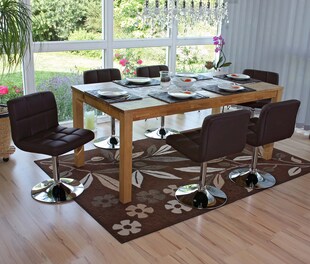 6er-Set Esszimmerstuhl Drehstuhl Stuhl Cadiz Kunstleder Chrom ~ braun 