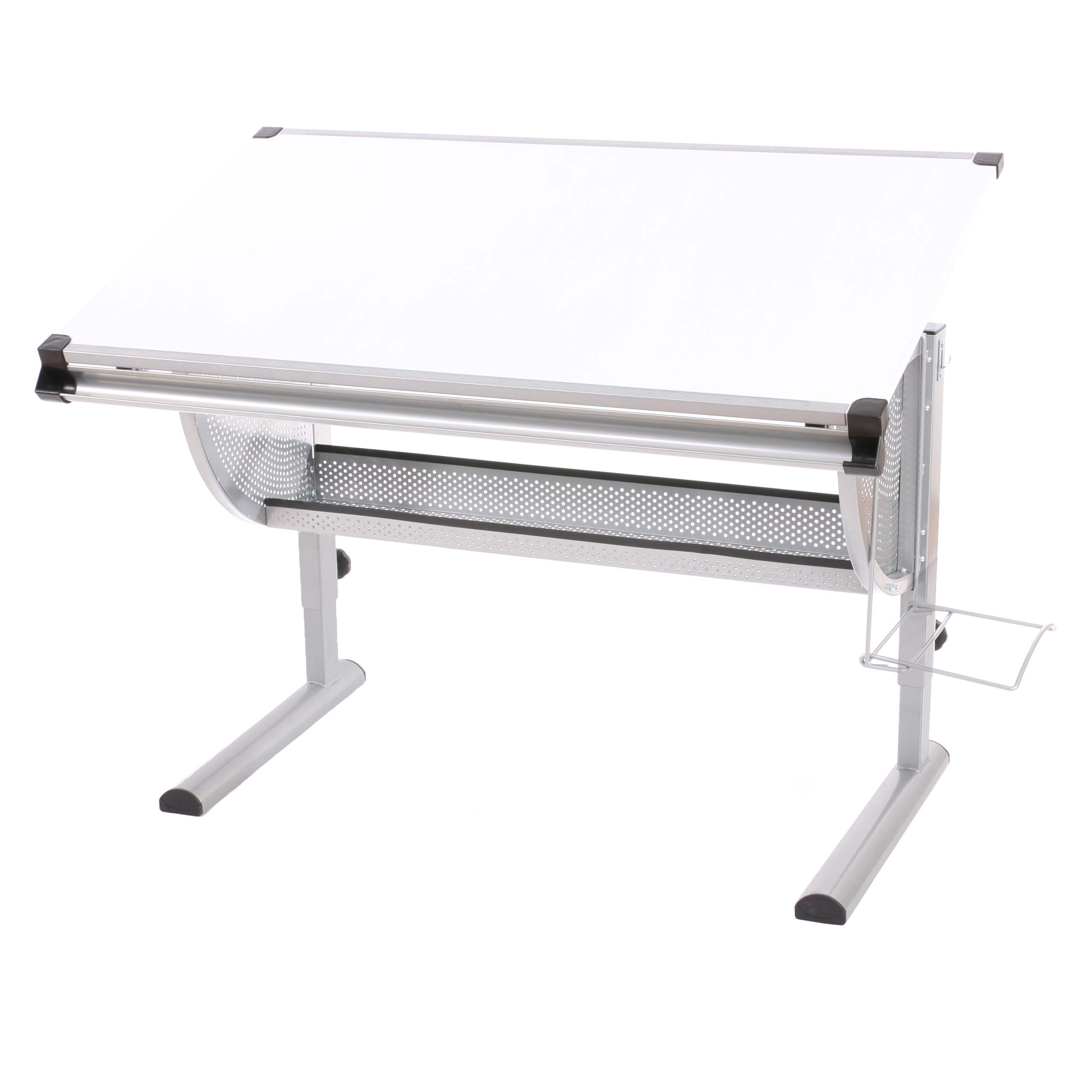 Kinder-/Jugend-Schreibtisch Sch&uuml;lerschreibtisch B&uuml;rotisch Preston, h&ouml;henverstellbar, neigbar ~ wei&szlig; 