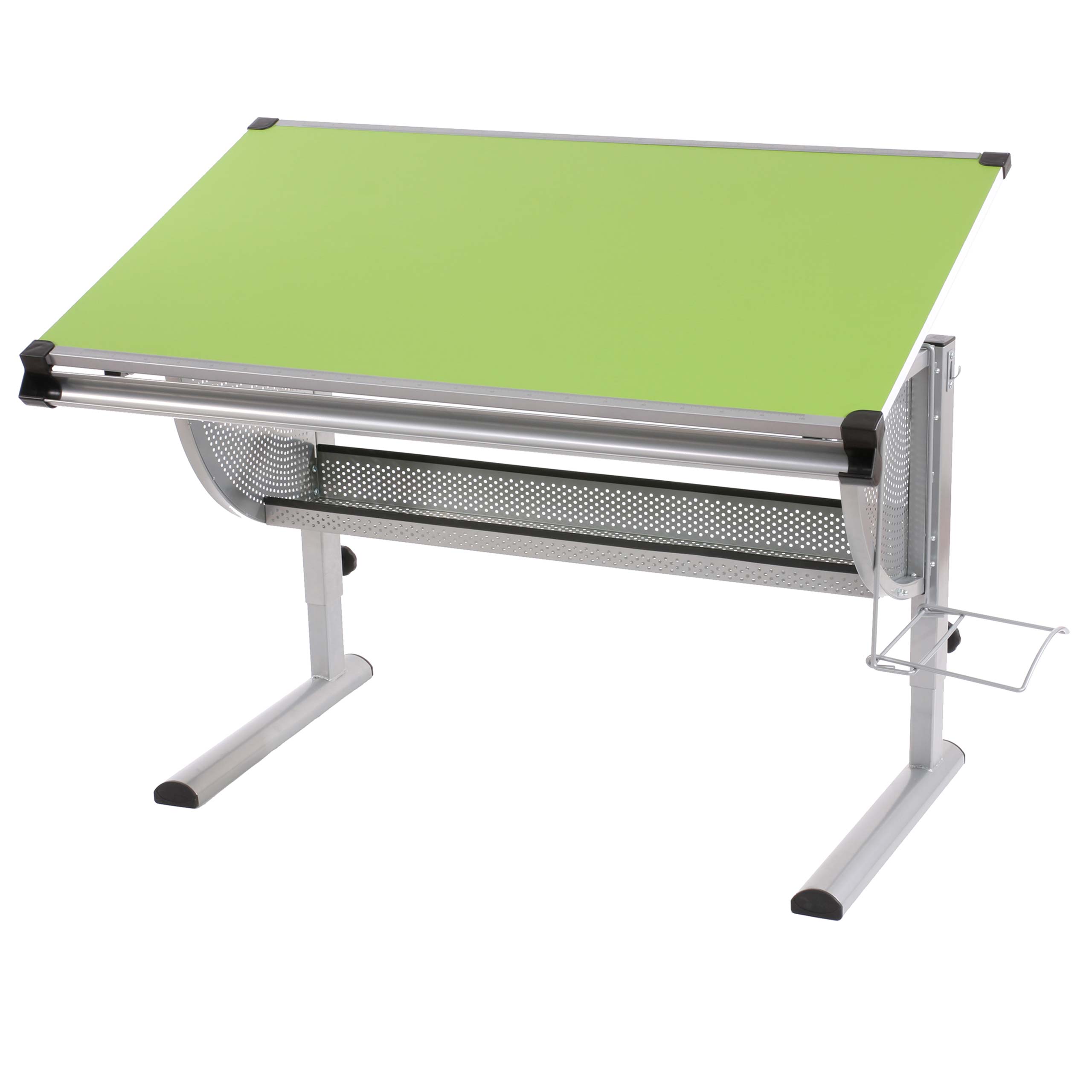 Kinder-/Jugend-Schreibtisch Sch&uuml;lerschreibtisch B&uuml;rotisch Preston, h&ouml;henverstellbar, neigbar ~ gr&uuml;n 