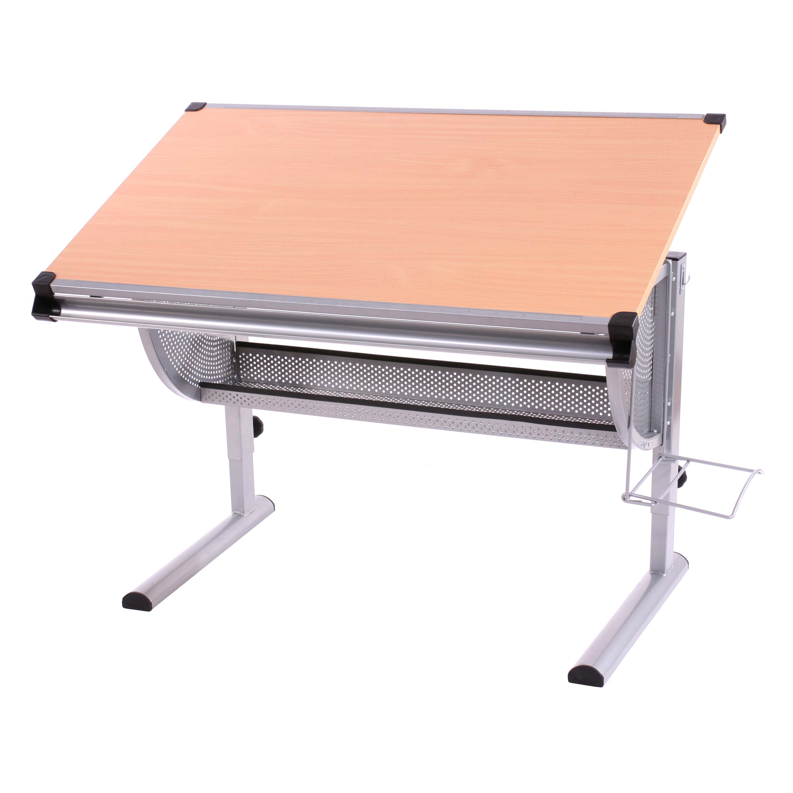 Kinder-/Jugend-Schreibtisch Sch&uuml;lerschreibtisch B&uuml;rotisch Preston, h&ouml;henverstellbar, neigbar ~ natur, Buche 