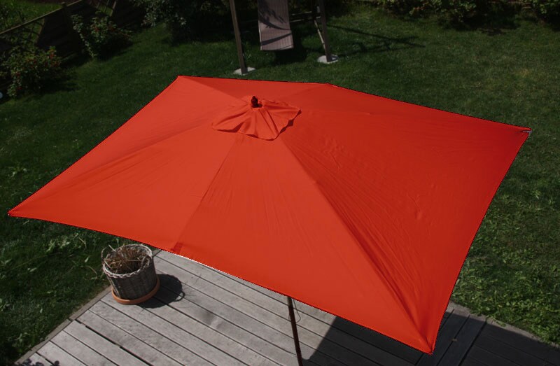 Sonnenschirm Lissabon, Gartenschirm Marktschirm, 2x3m Polyester/Holz  ~ terracotta