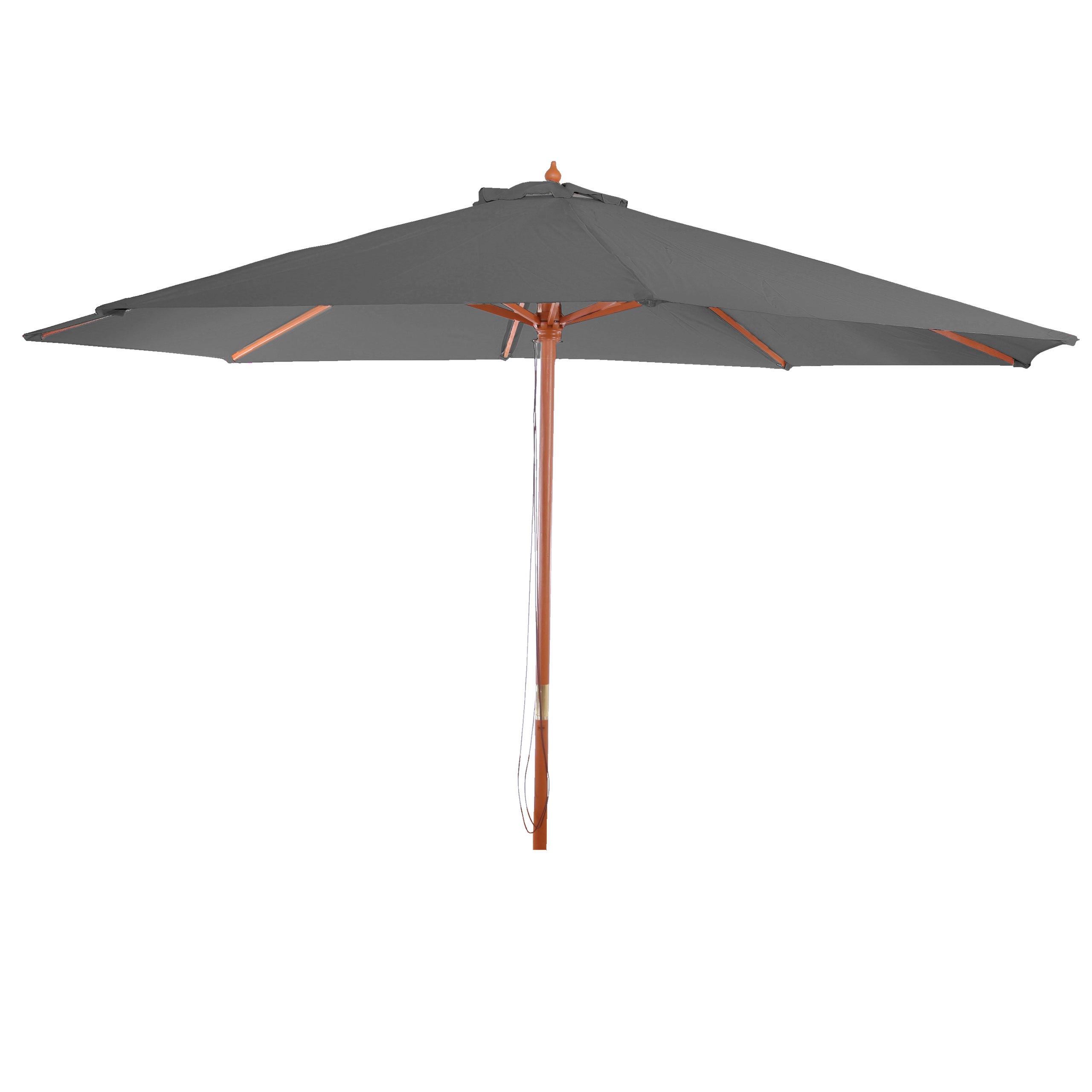 Sonnenschirm Lissabon, Gartenschirm Marktschirm, &Oslash; 3,5m Polyester/Holz 7kg ~ dunkelgrau 