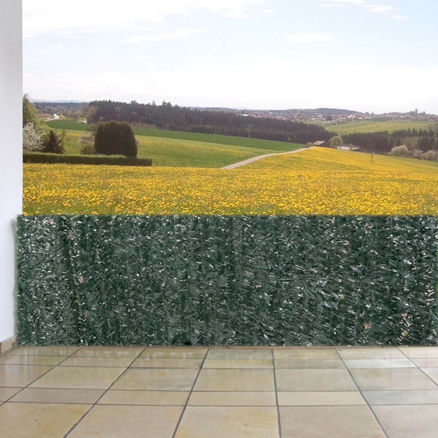 Balkonsichtschutz, Sichtschutz Windschutz Verkleidung f&uuml;r Balkon Terrasse Zaun ~ 300x100cm Tanne dunkel 