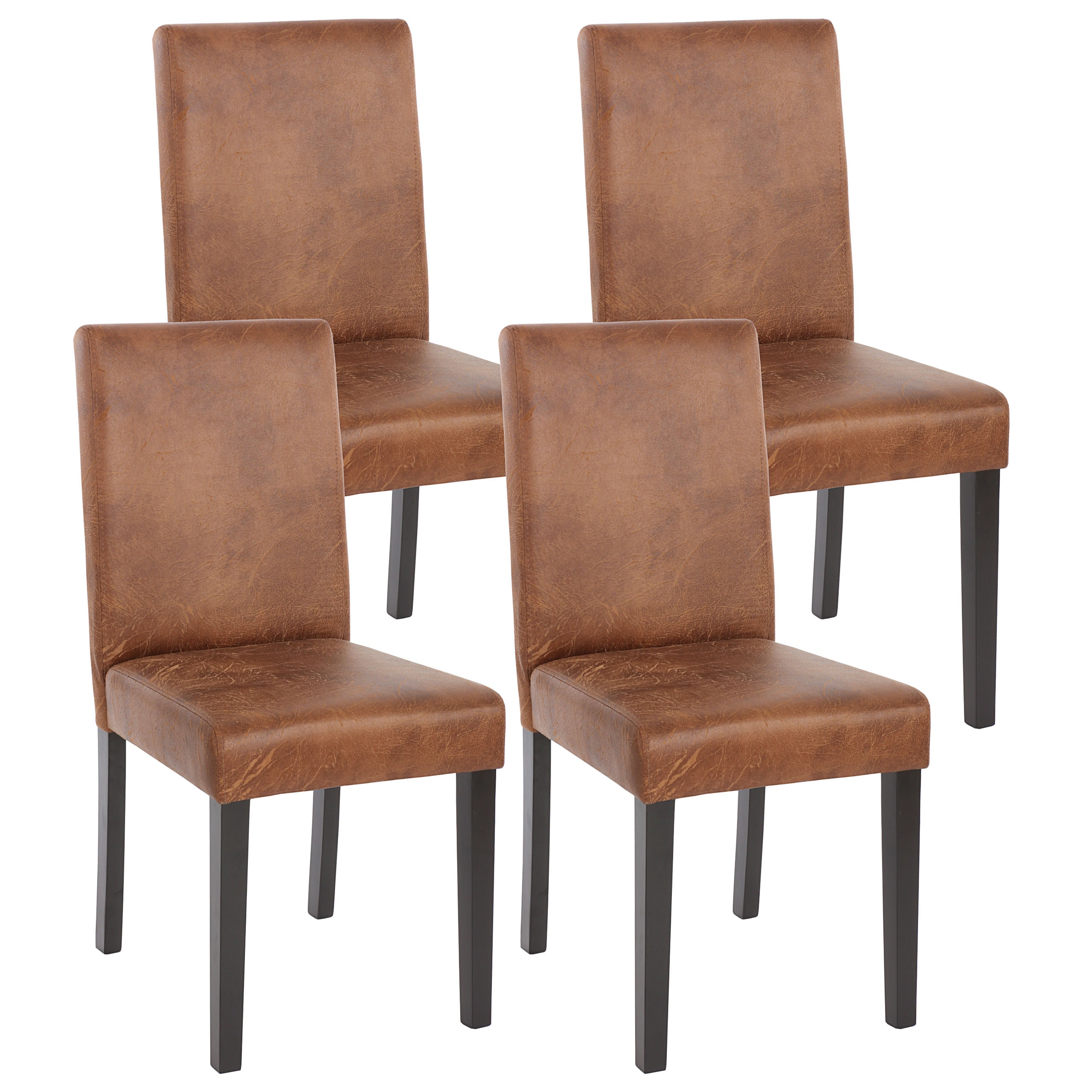 4er-Set Esszimmerstuhl Stuhl K&uuml;chenstuhl Littau ~ Textil, Wildlederimitat, dunkle Beine 