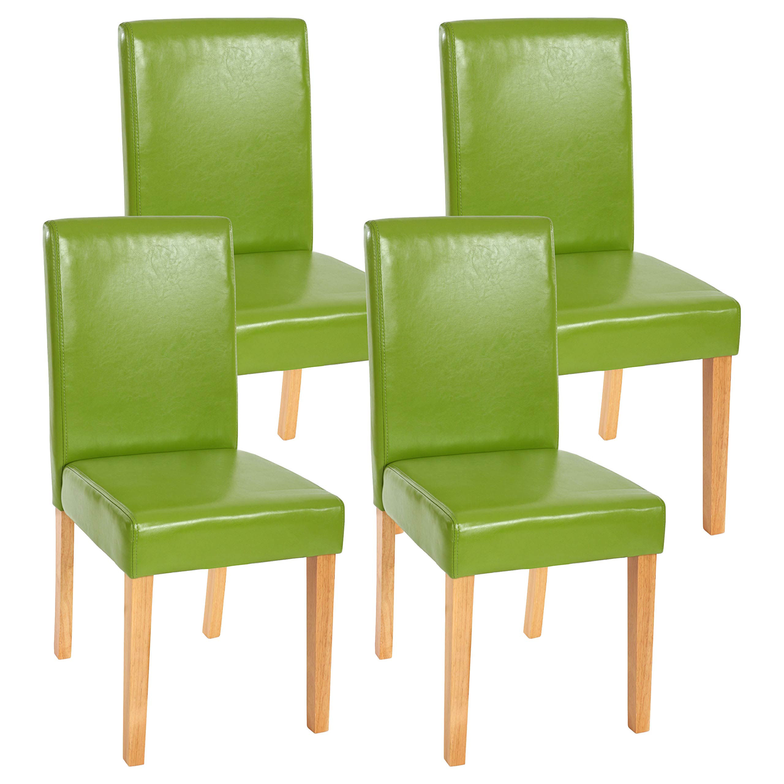 4er-Set Esszimmerstuhl Stuhl K&uuml;chenstuhl Littau ~ Kunstleder, gr&uuml;n, helle Beine 