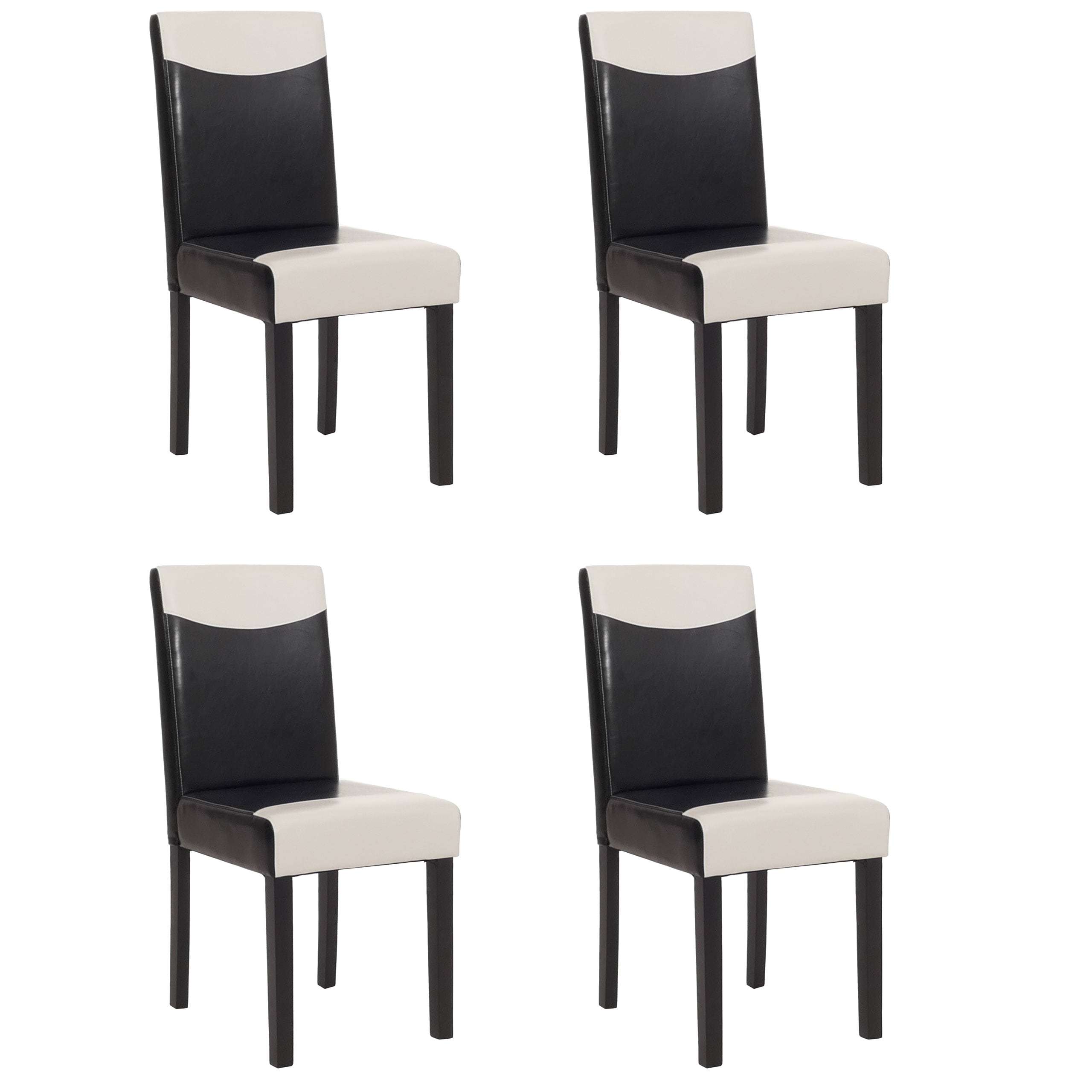 4er-Set Esszimmerstuhl Stuhl K&uuml;chenstuhl Littau ~ schwarz-wei&szlig;, dunkle Beine 