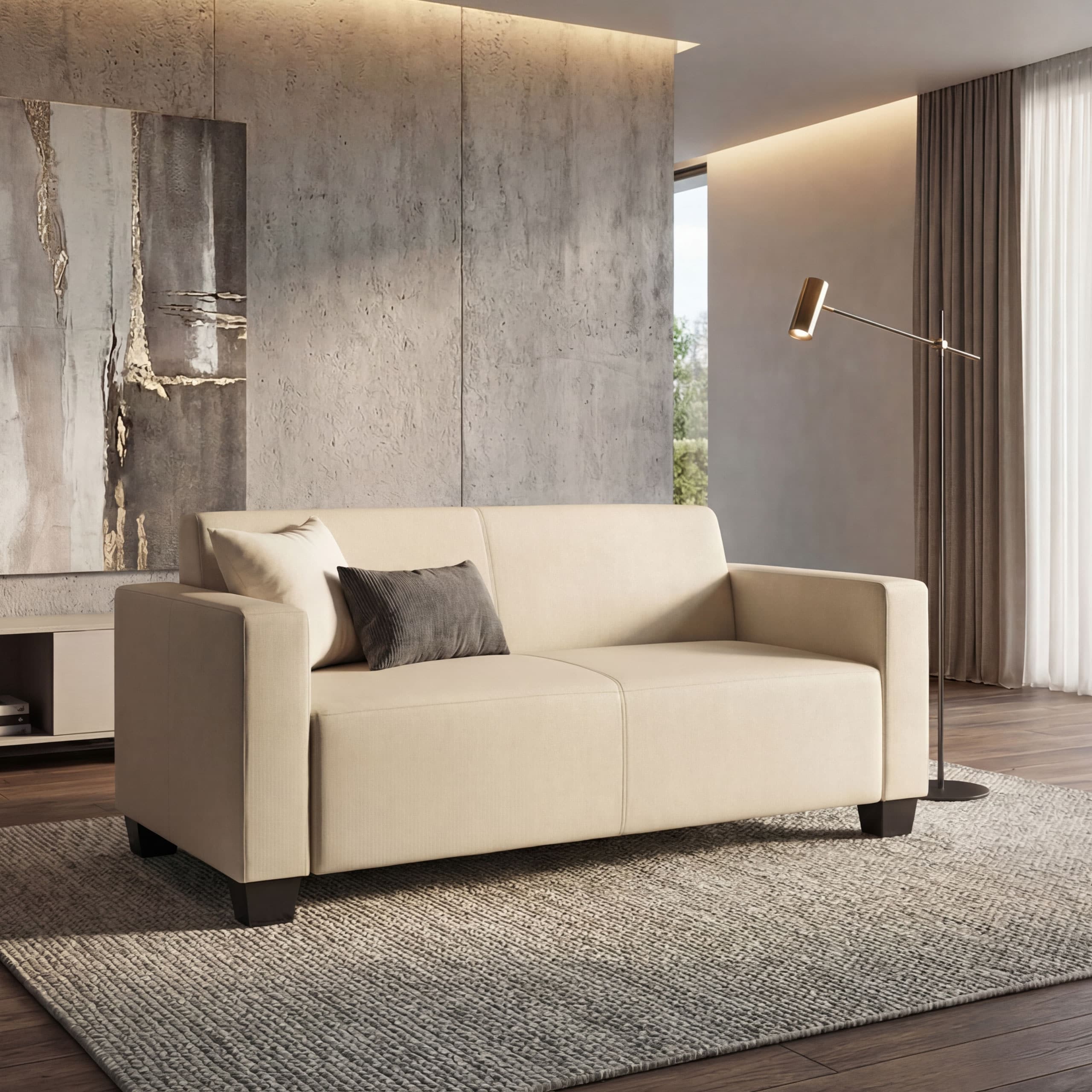 Modular 2er Sofa Couch Moncalieri Loungesofa Kunstleder 136cm ~ creme 