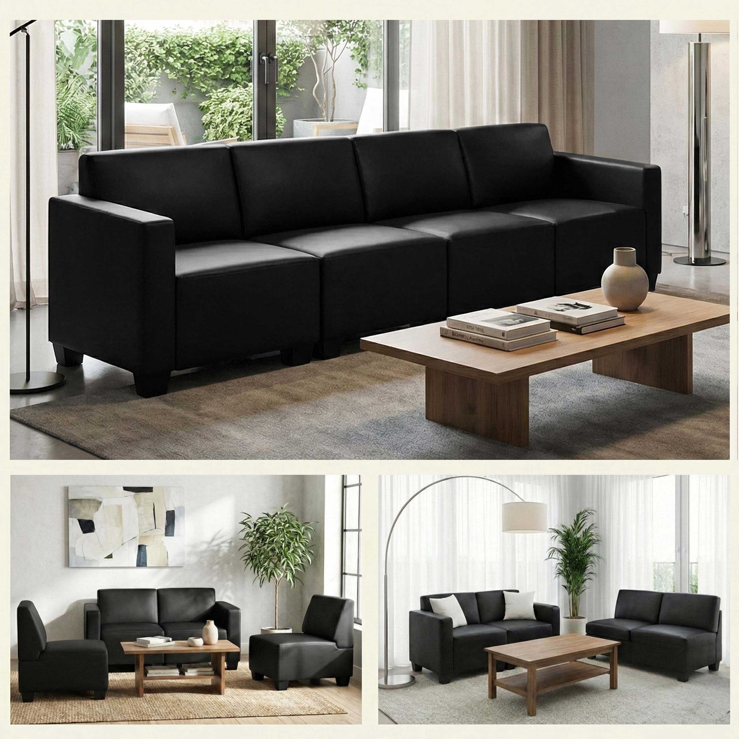 Modular 4-Sitzer Sofa Couch Moncalieri ~ schwarz 