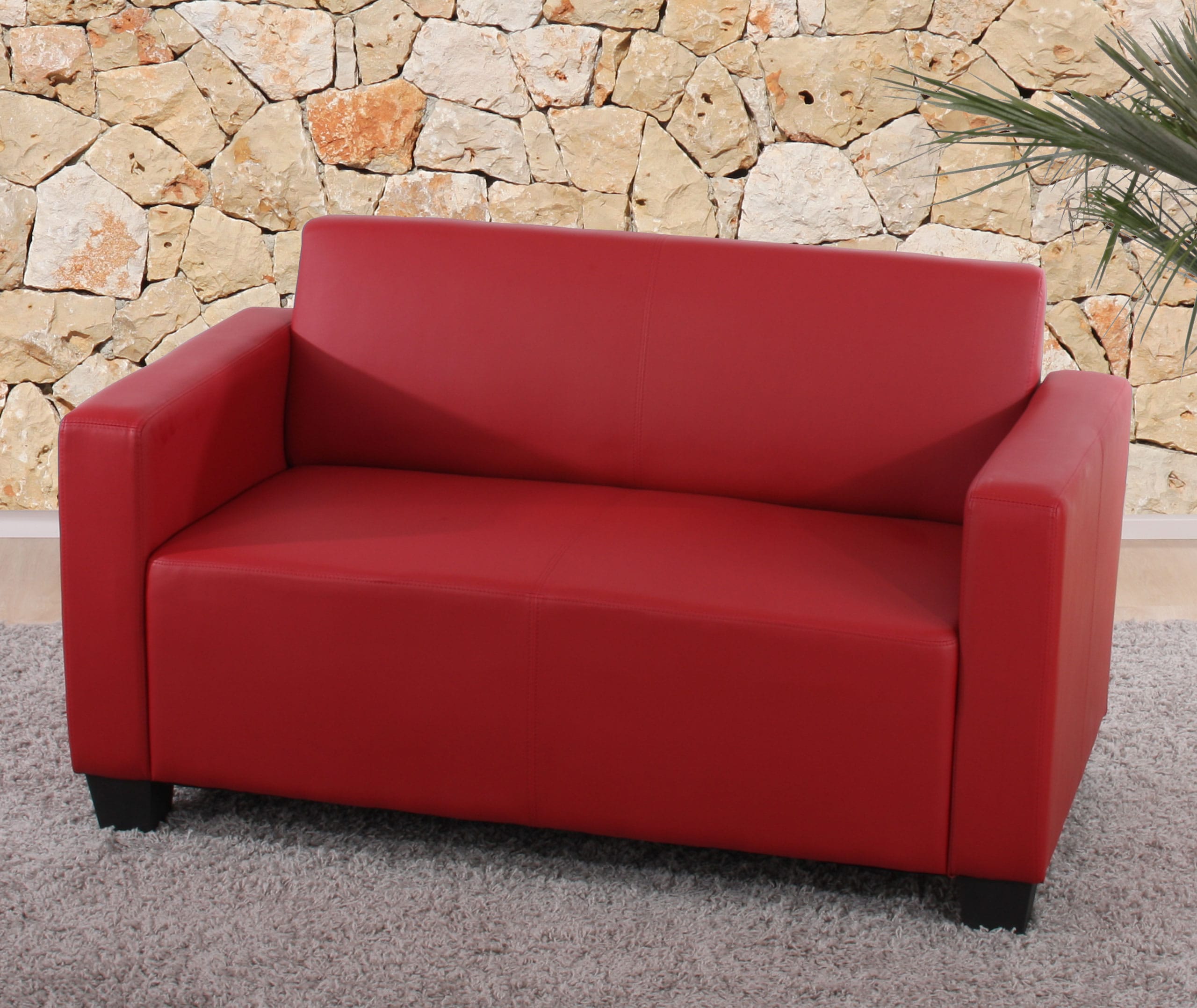 Modular 2er Sofa Couch Moncalieri Loungesofa Kunstleder 136cm ~ rot 