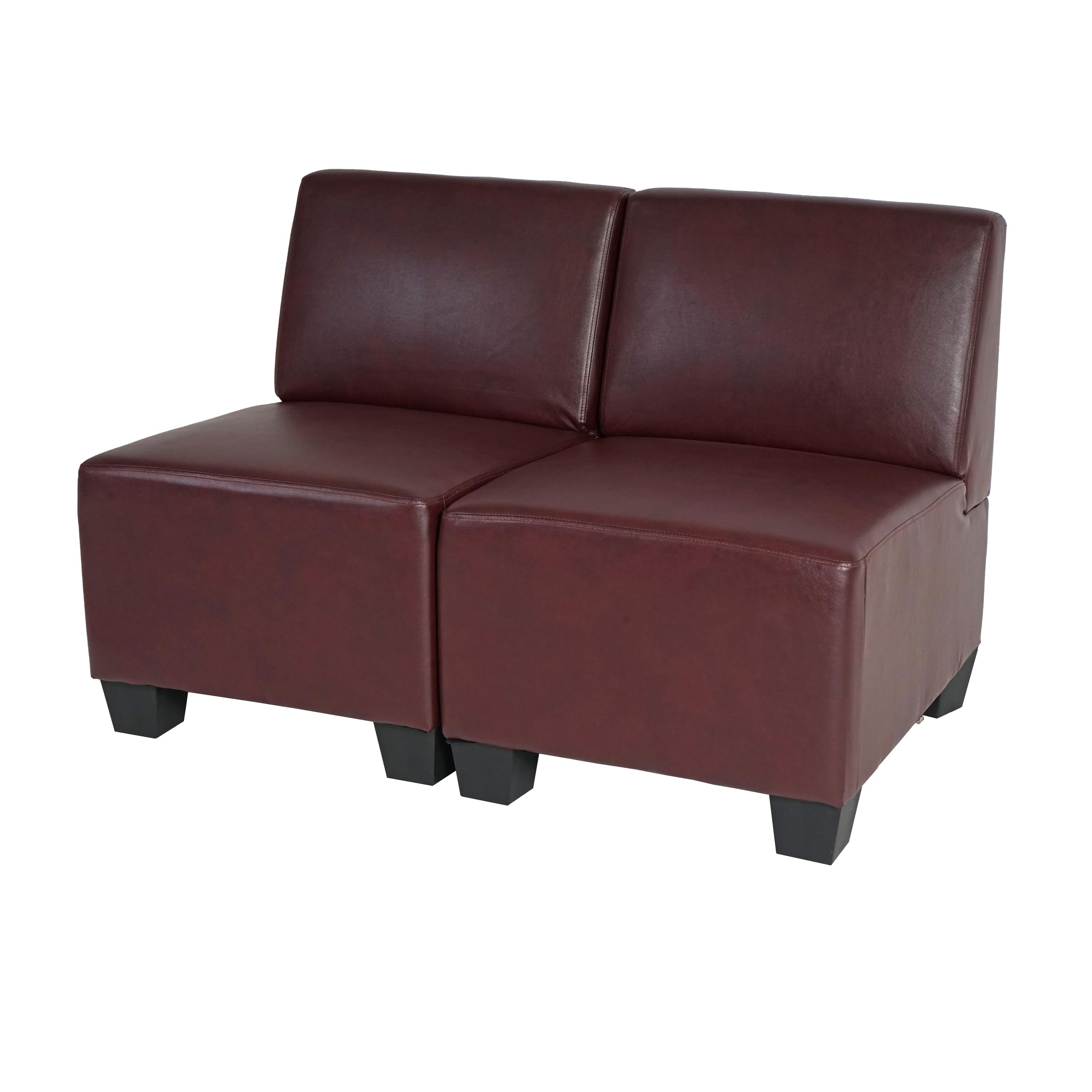 Modular 2-Sitzer Sofa Couch Moncalieri, Kunstleder ~ rot-braun, ohne Armlehnen 