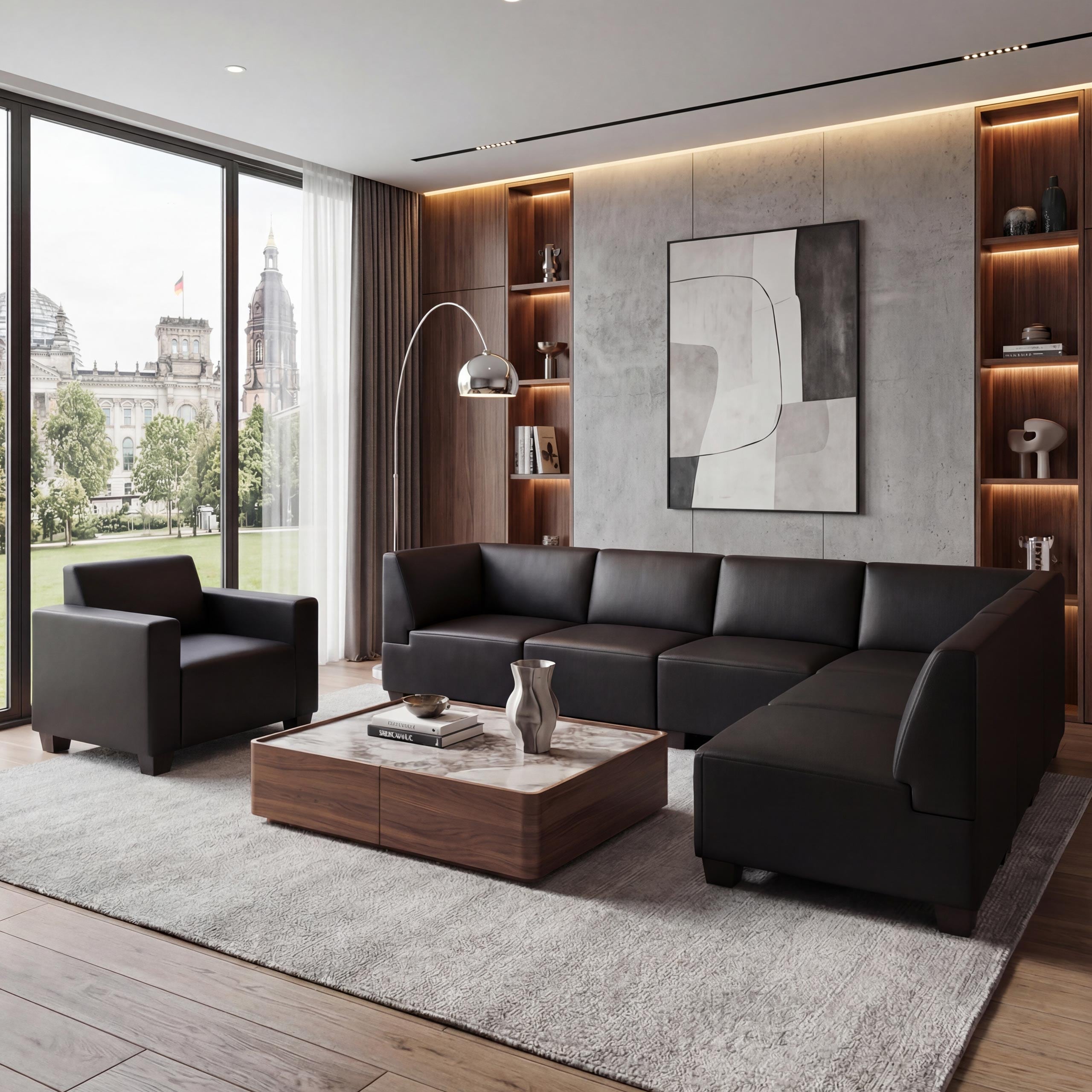 Couch-Garnitur Moncalieri 6-1 ~ schwarz 