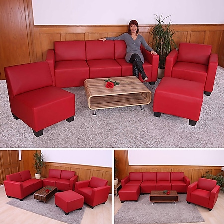 Couch-Garnitur Moncalieri 3-1-1-1 ~ rot 
