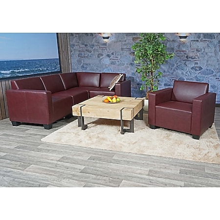 Modular Sofa-System Couch-Garnitur Moncalieri 4-1, Kunstleder ~ rot-braun 