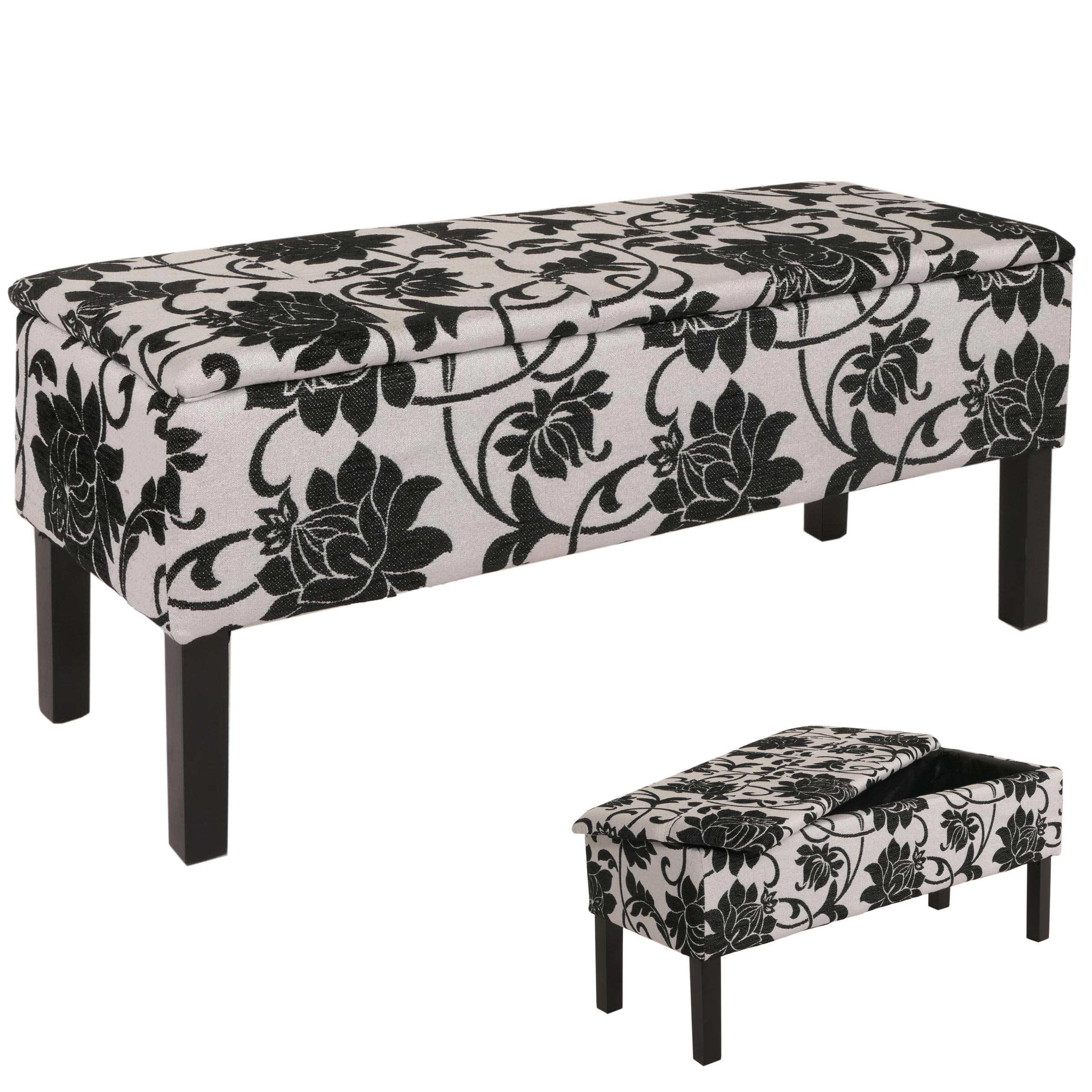 Bank Sitzbank Renens Aufbewahrungstruhe Stoff/Textil 95x36x44 cm MVG-zertifiziert ~ jacquard schwarz 