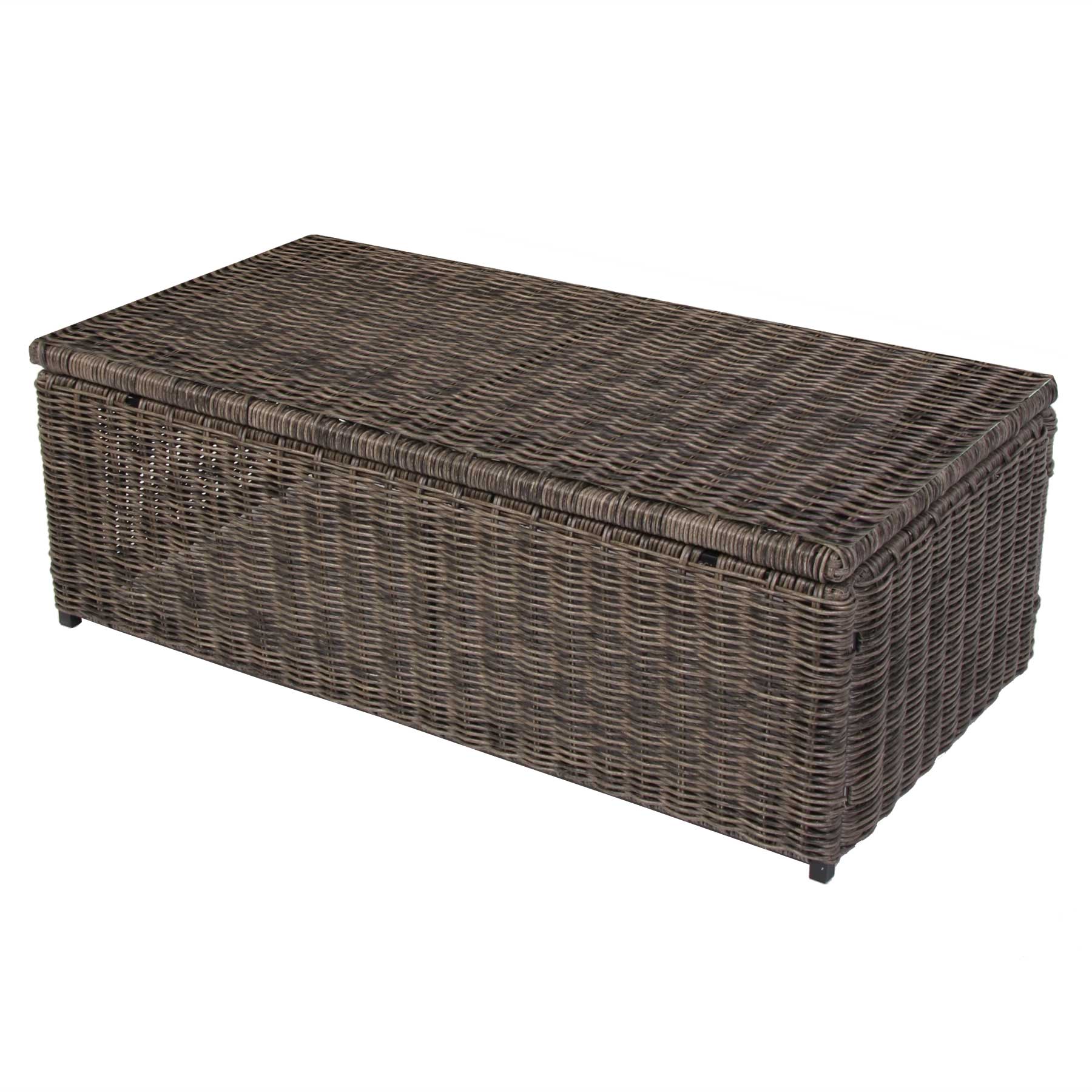 Modulares Poly-Rattan Sofa RomV 39x110x58cm ~ naturgrau, Couchtisch ohne Glasplatte 