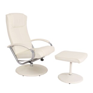 Relaxsessel Siena mit Hocker ~ creme-weiß 