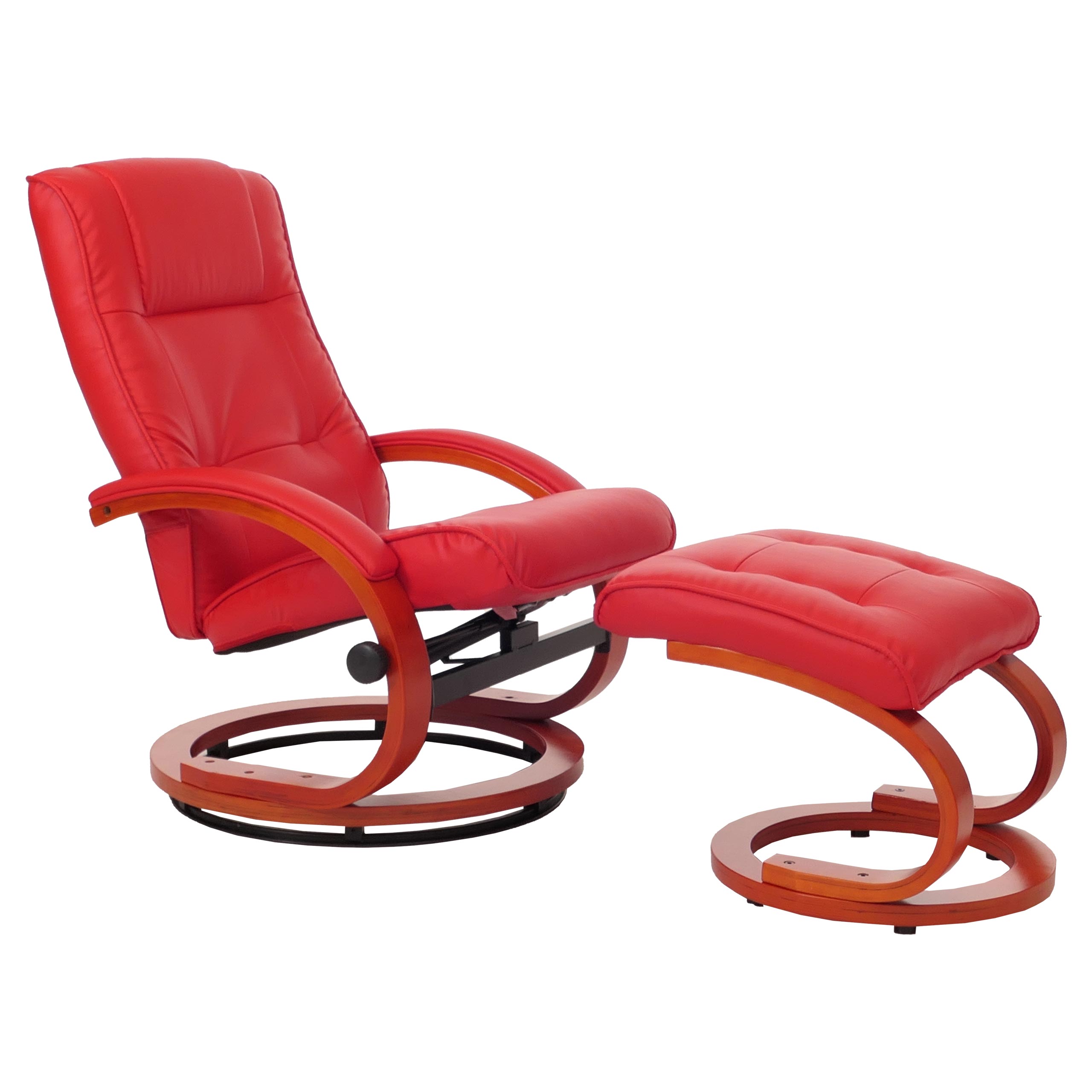 Fernsehsessel Aprilia, Kunstleder, mit Hocker ~ rot 