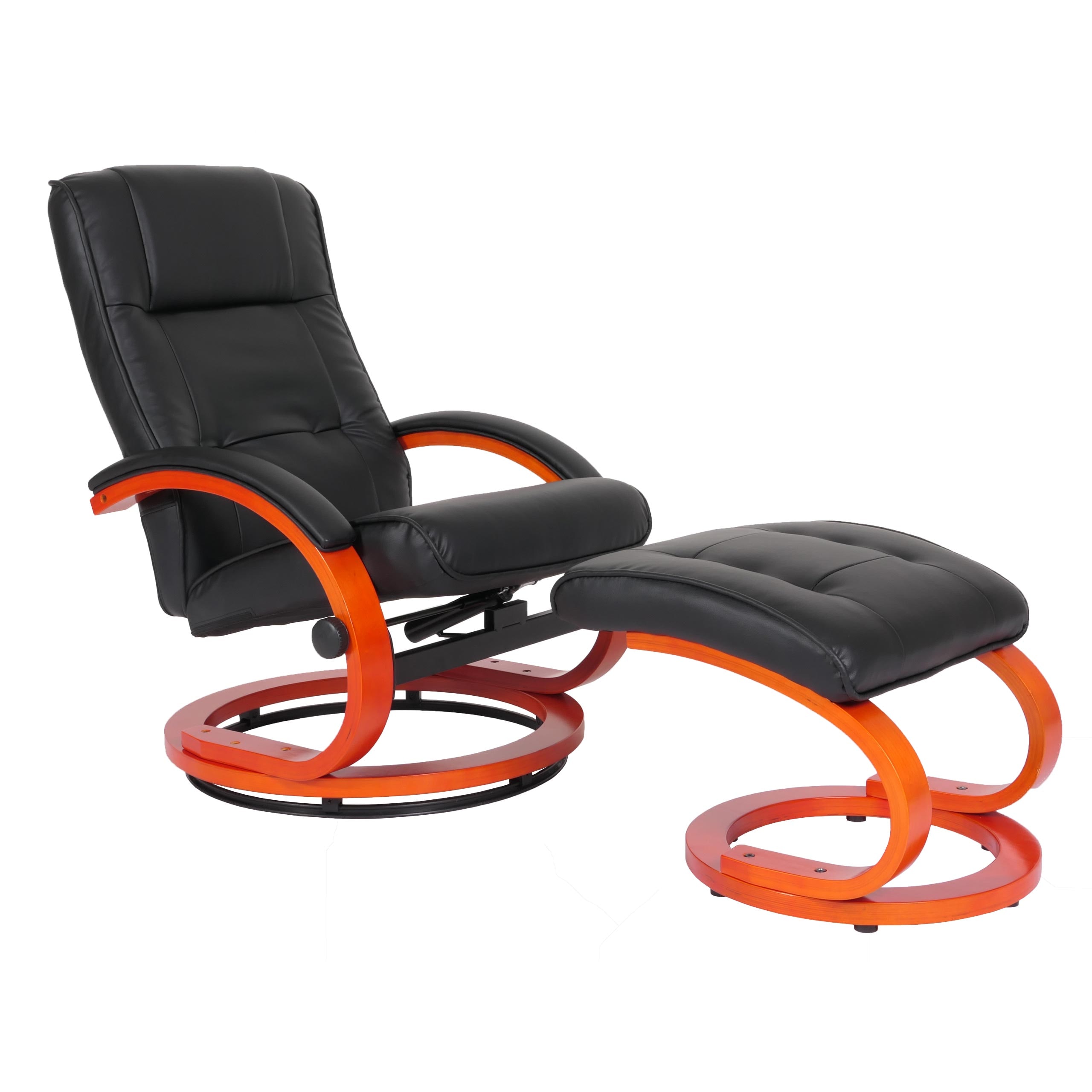 Fernsehsessel Aprilia, Kunstleder, mit Hocker ~ schwarz 