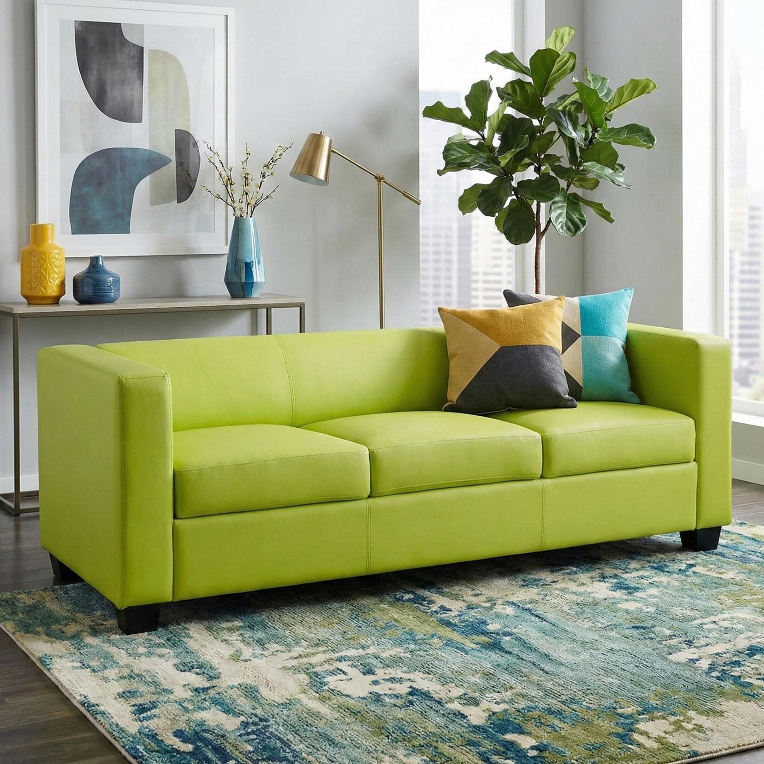 3er Sofa Lille ~ Kunstleder, hellgr&uuml;n 