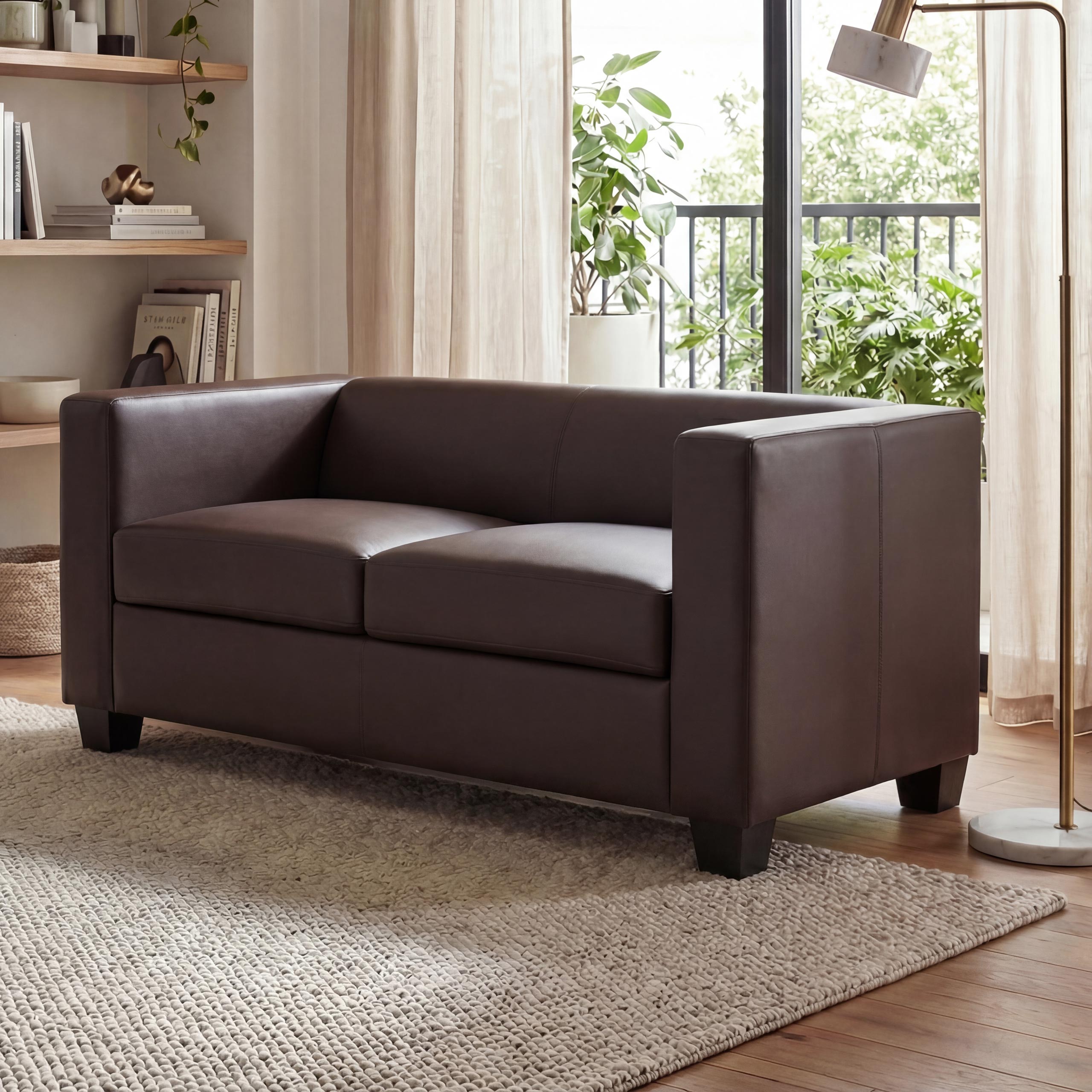 2er Sofa Lille, Kunstleder ~ braun 