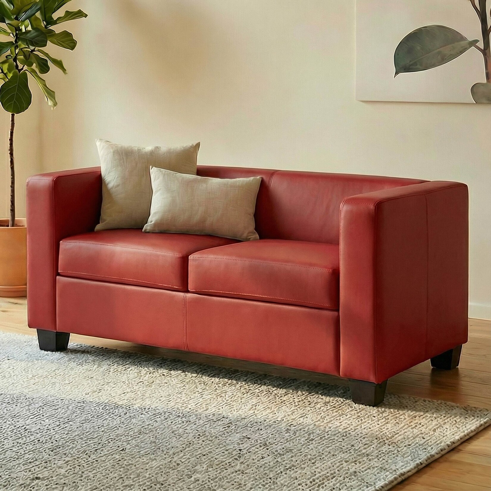 2er Sofa Lille, Kunstleder ~ rot