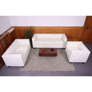 3-2-1 Couchgarnitur Lille ~ Kunstleder, weiß 