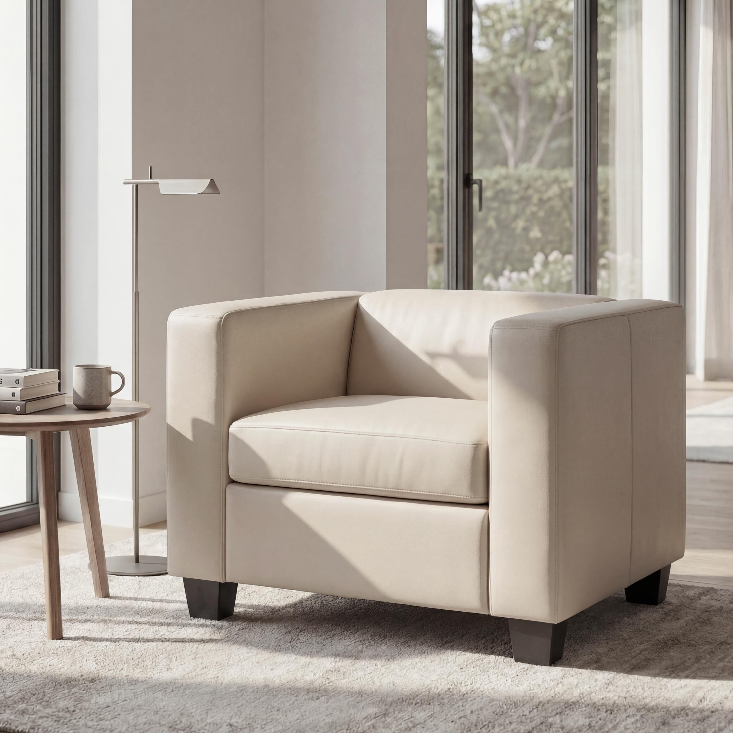 Sessel Loungesessel Lille ~ Kunstleder, wei&szlig; 