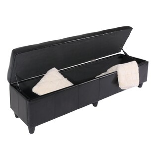 Aufbewahrungs-Truhe Sitzbank Kriens XXL, Kunstleder, 180x45x45cm MVG-zertifiziert ~ schwarz 