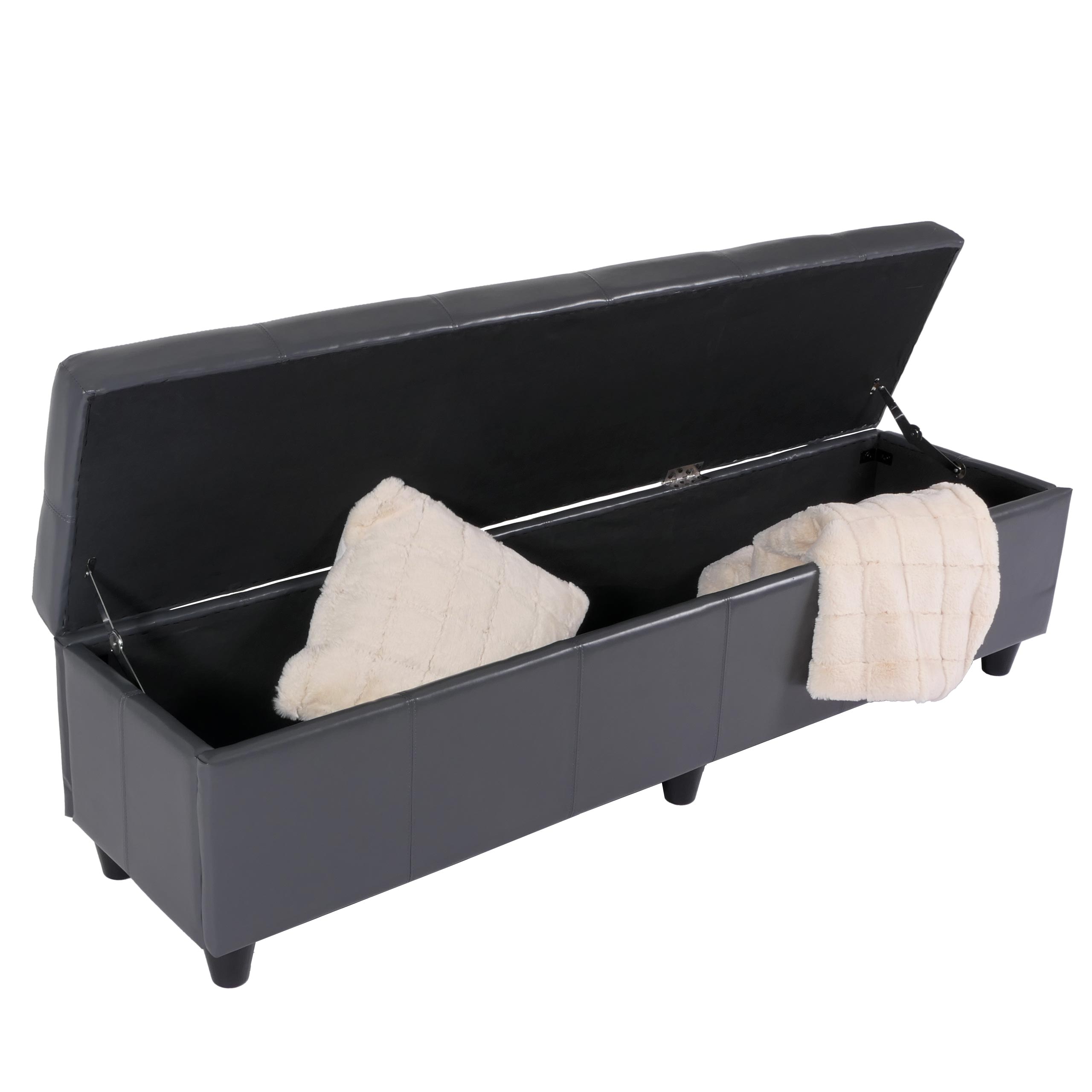 Sitzbank mit Aufbewahrung Arezzo XXL, Leder ~ grau 