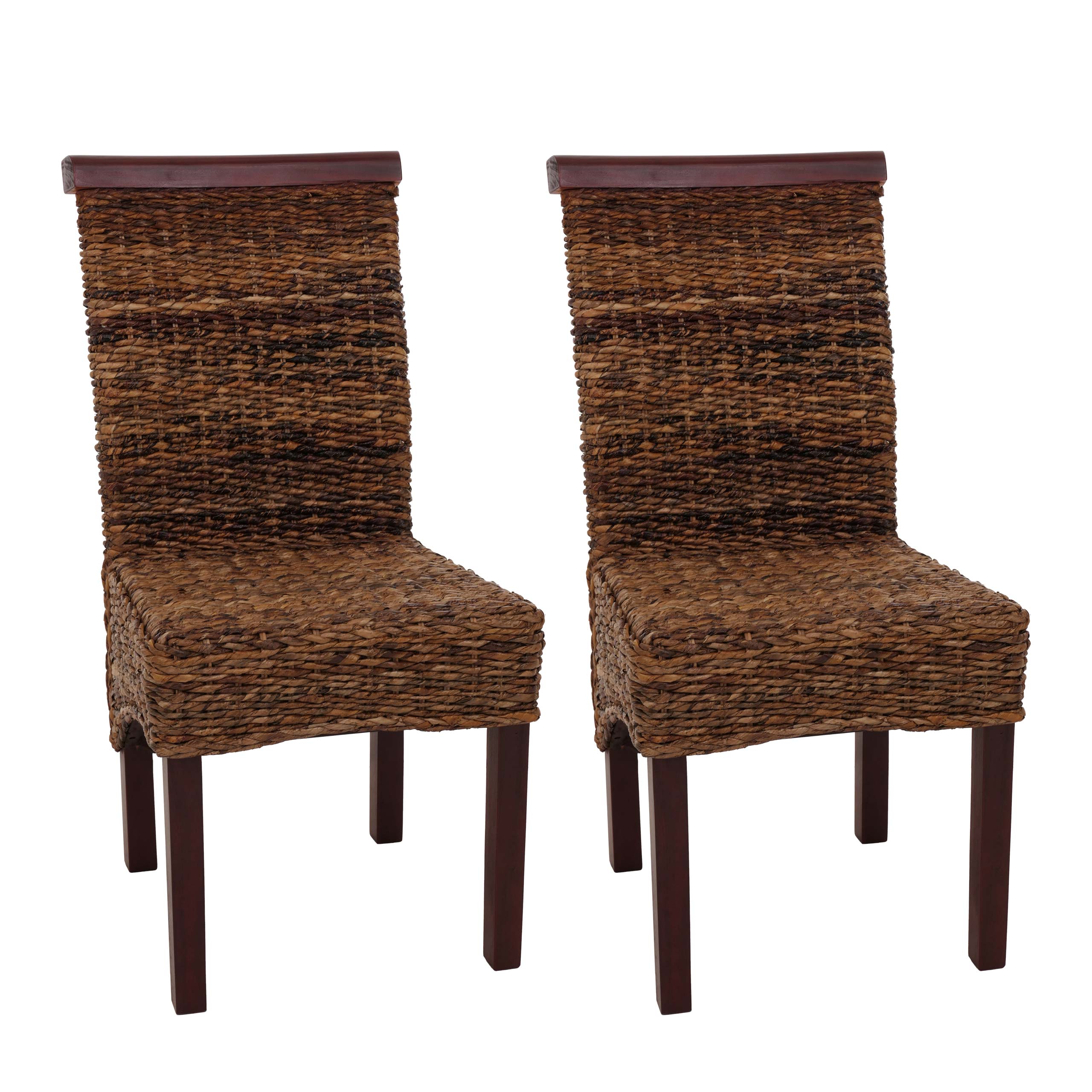 Esszimmerstuhl Acireale, Korbgeflecht (2er-Set) ~ hell, ohne Kissen 