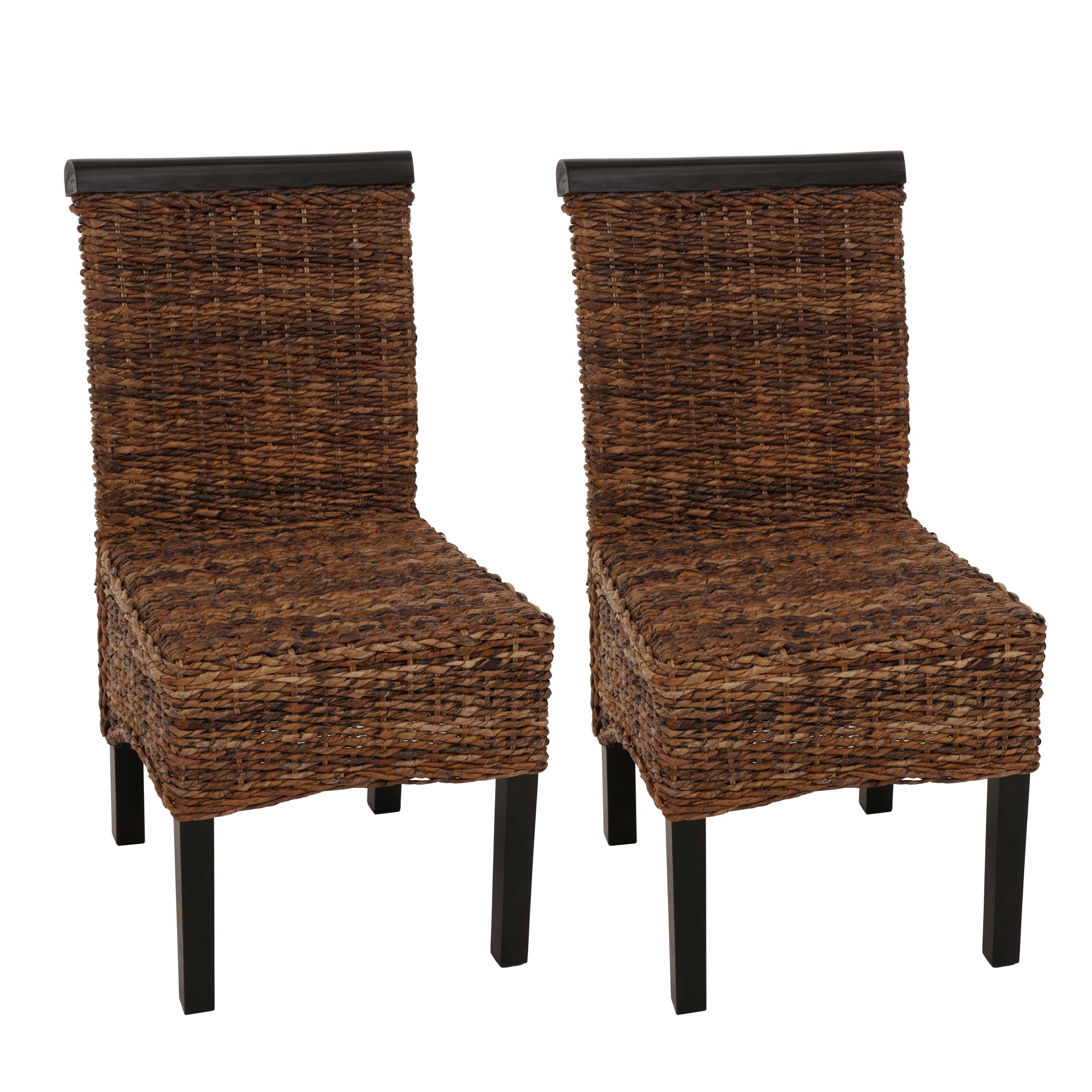 Esszimmerstuhl Acireale, Korbgeflecht (2er-Set) ~ dunkel, ohne Kissen 
