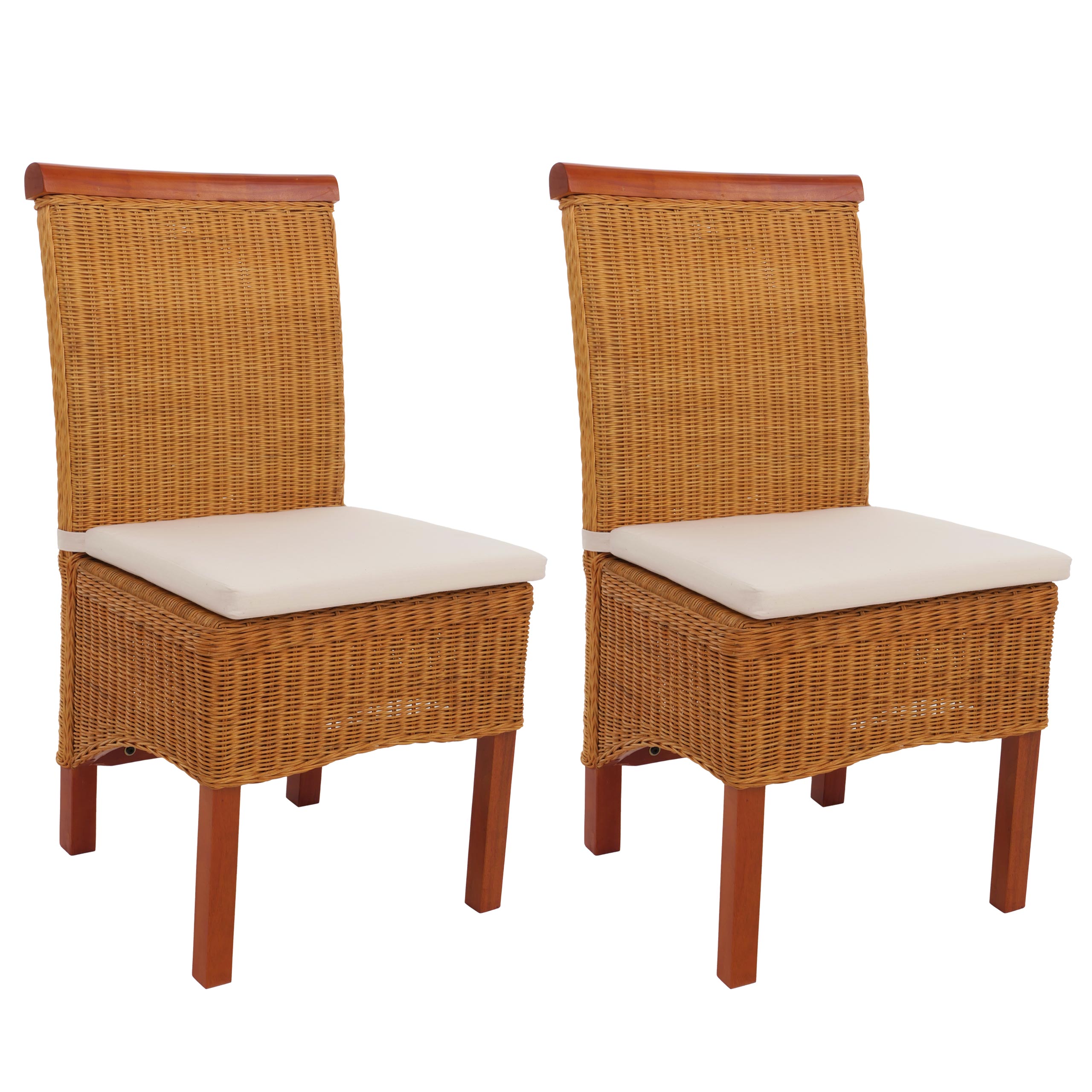 2er-Set Esszimmerstuhl Var, Korbgeflecht ~ mit Sitzkissen 