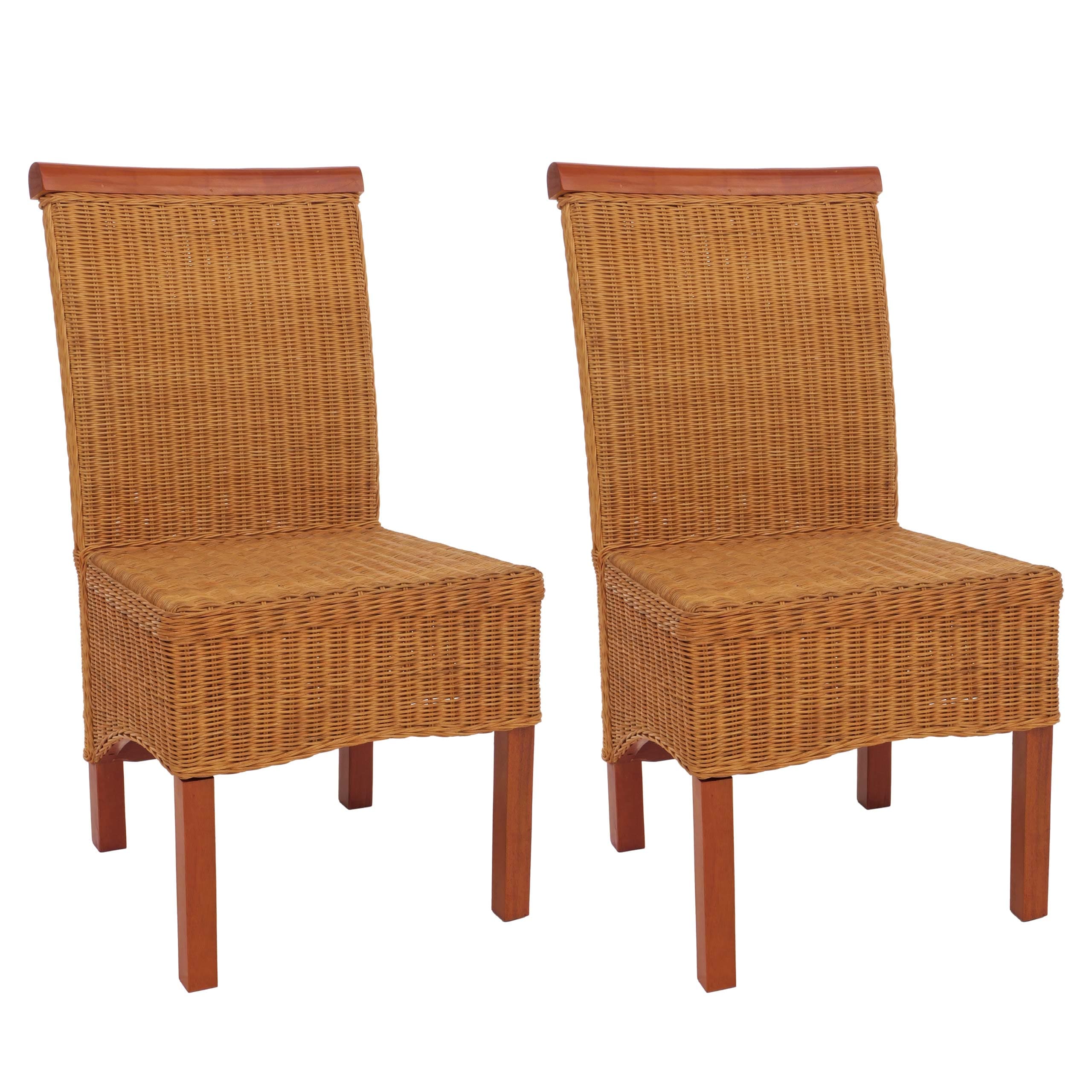 2er-Set Esszimmerstuhl Var, Korbgeflecht ~ ohne Sitzkissen 