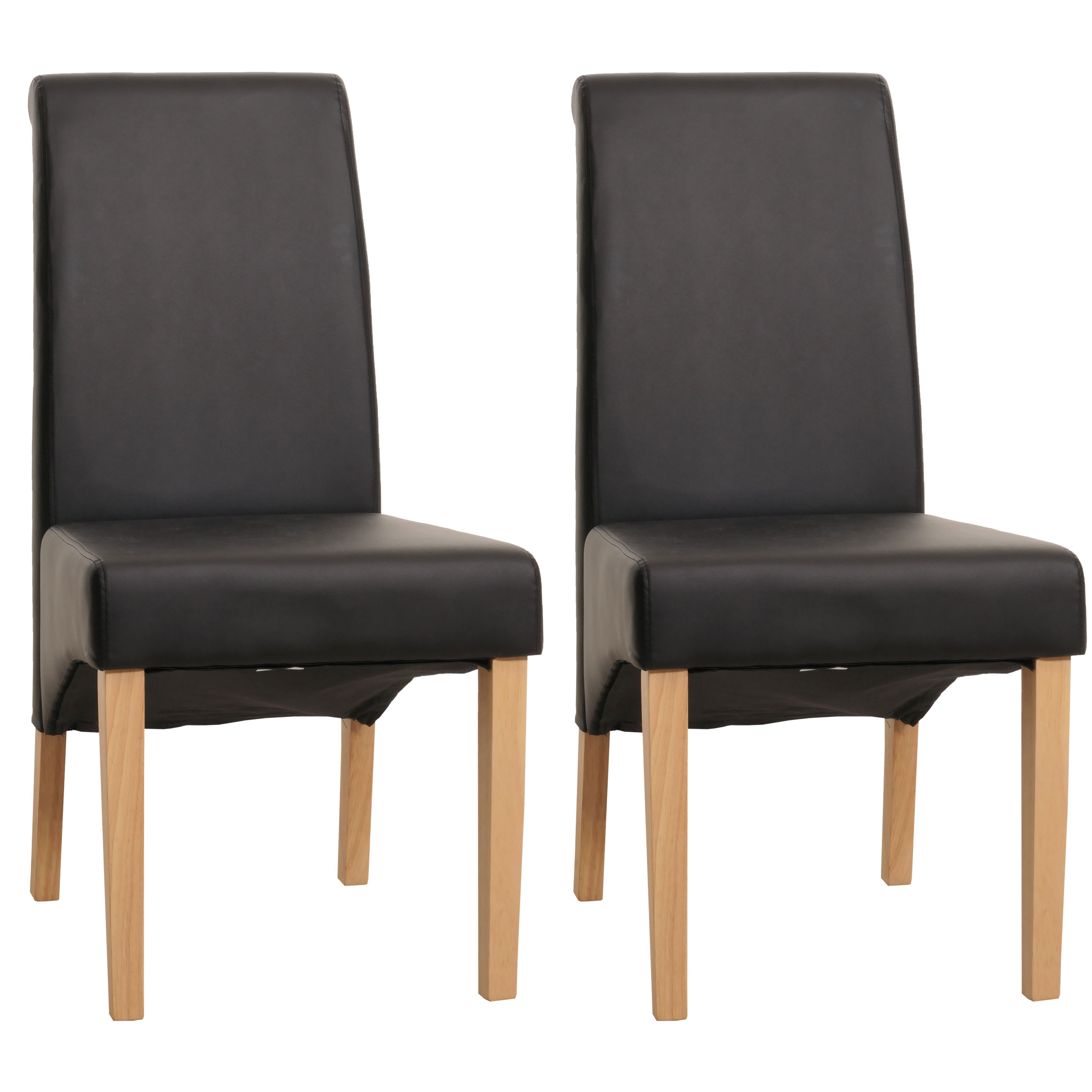 2er-Set Esszimmerstuhl Cesena ~ Kunstleder matt, schwarz, helle F&uuml;&szlig;e 