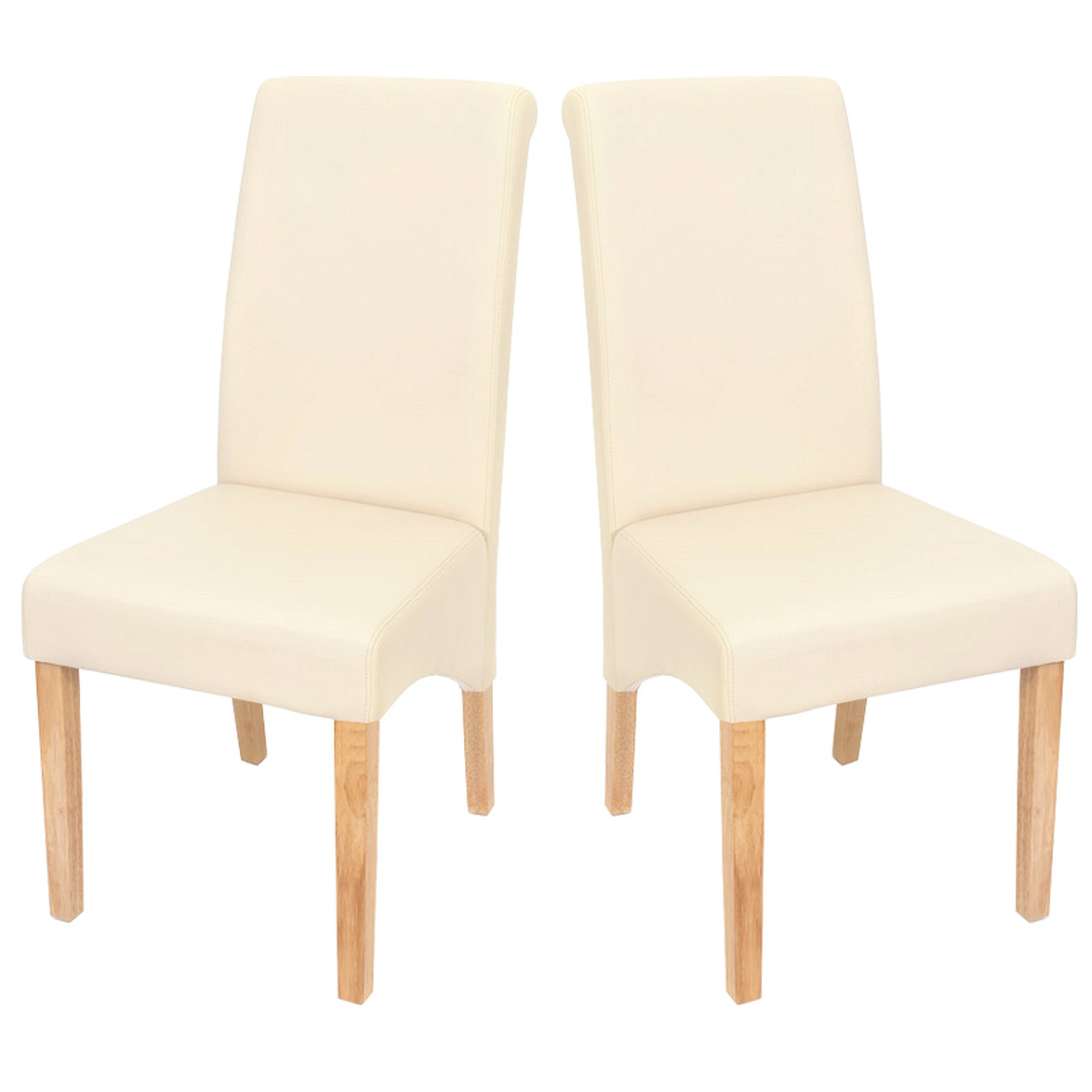 2er-Set Esszimmerstuhl Cesena ~ Kunstleder matt, creme, helle F&uuml;&szlig;e 
