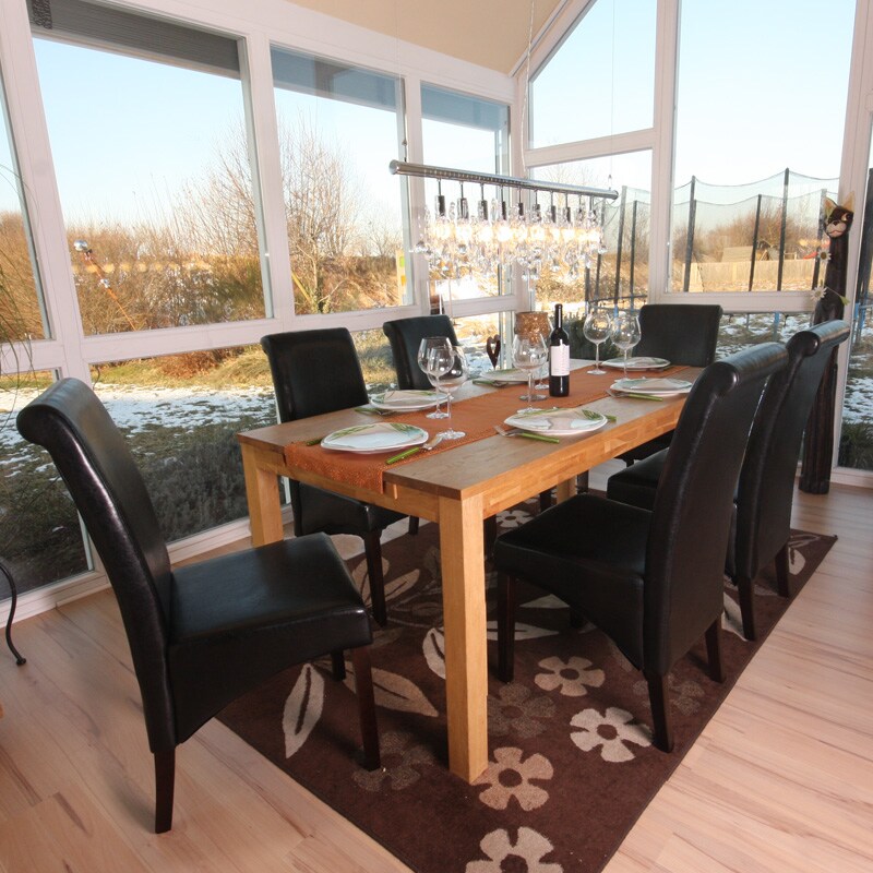 6er-Set Esszimmerstuhl Cesena ~ Leder, schwarz, dunkle F&uuml;&szlig;e 