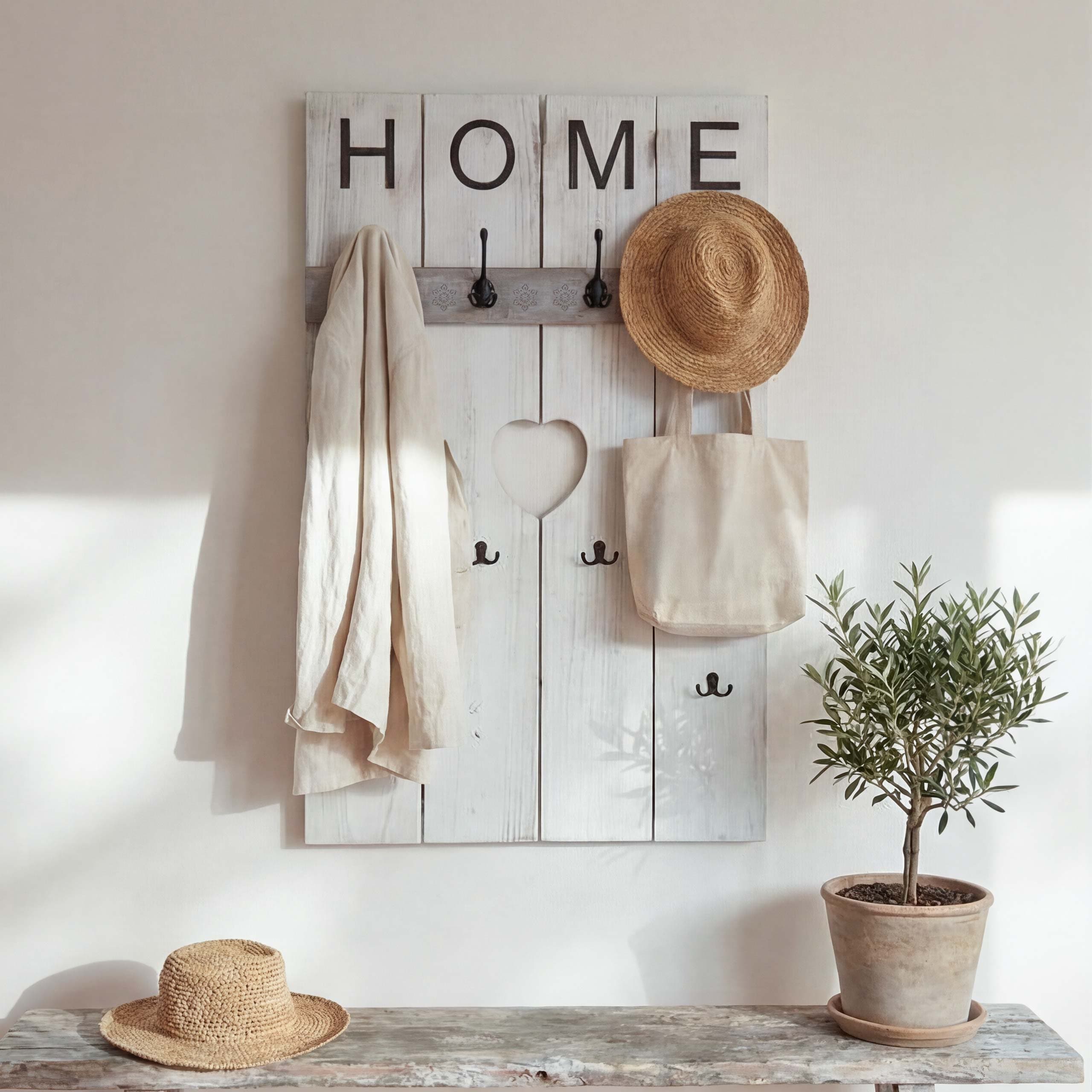 Wandgarderobe MCW-C89 Home, Garderobenpaneel Garderobe, Shabby-Look Vintage, 8 Haken 91x60cm ~ wei&szlig;, shabby 
