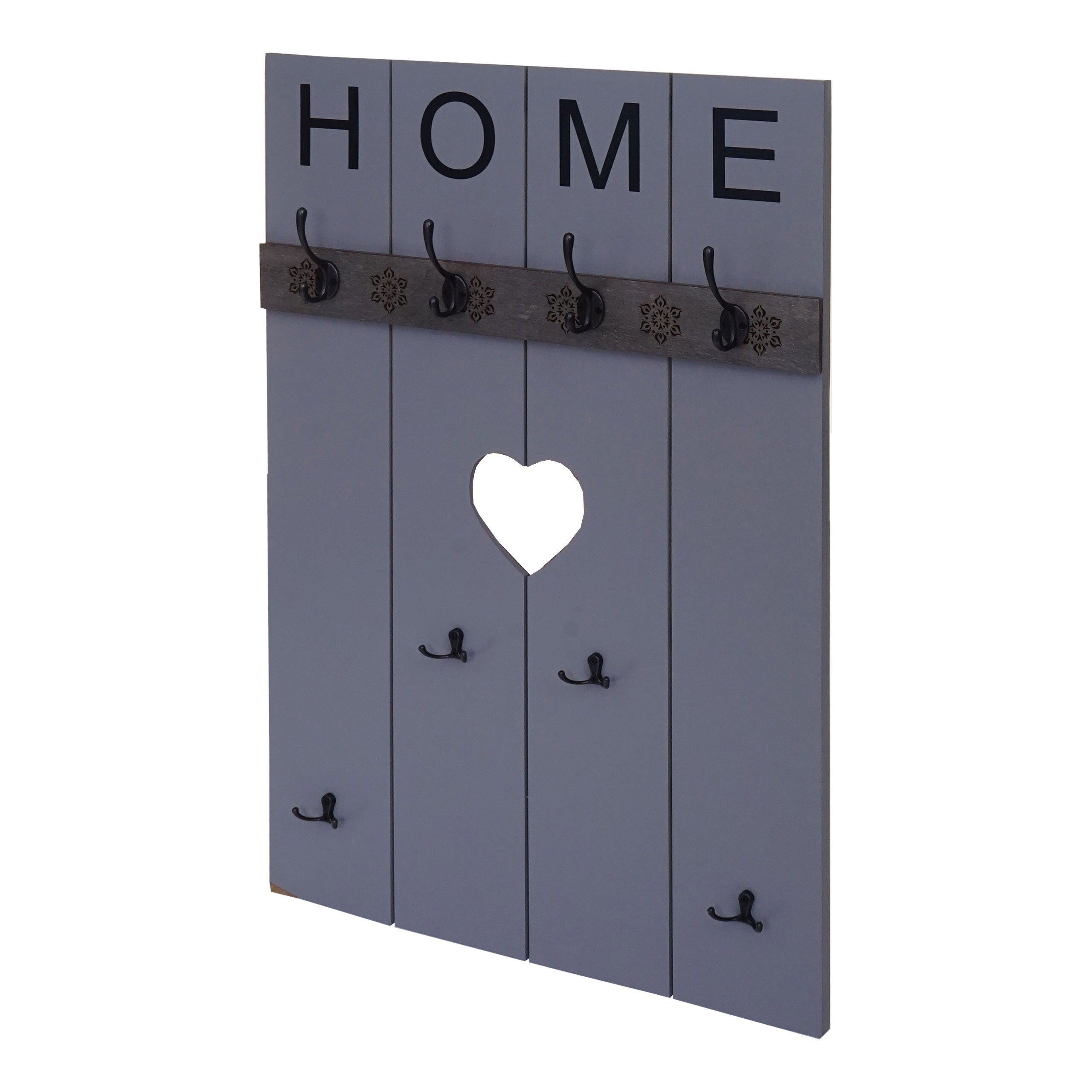 Wandgarderobe MCW-C89 Home, Garderobenpaneel Garderobe, Shabby-Look Vintage, 8 Haken 91x60cm ~ grau-blau 