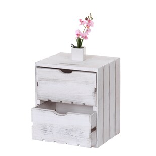 Kommode MCW-C62, Schubladenkommode Holzkiste, Shabby-Look Vintage, 2 Schubladen 36x32x26cm ~ weiß 