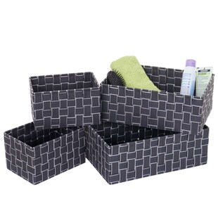 4er Set Aufbewahrungskorb MCW-C37, Dekokorb Korb Körbchen Aufbewahrung Regalkorb Deko ~ dunkelgrau 