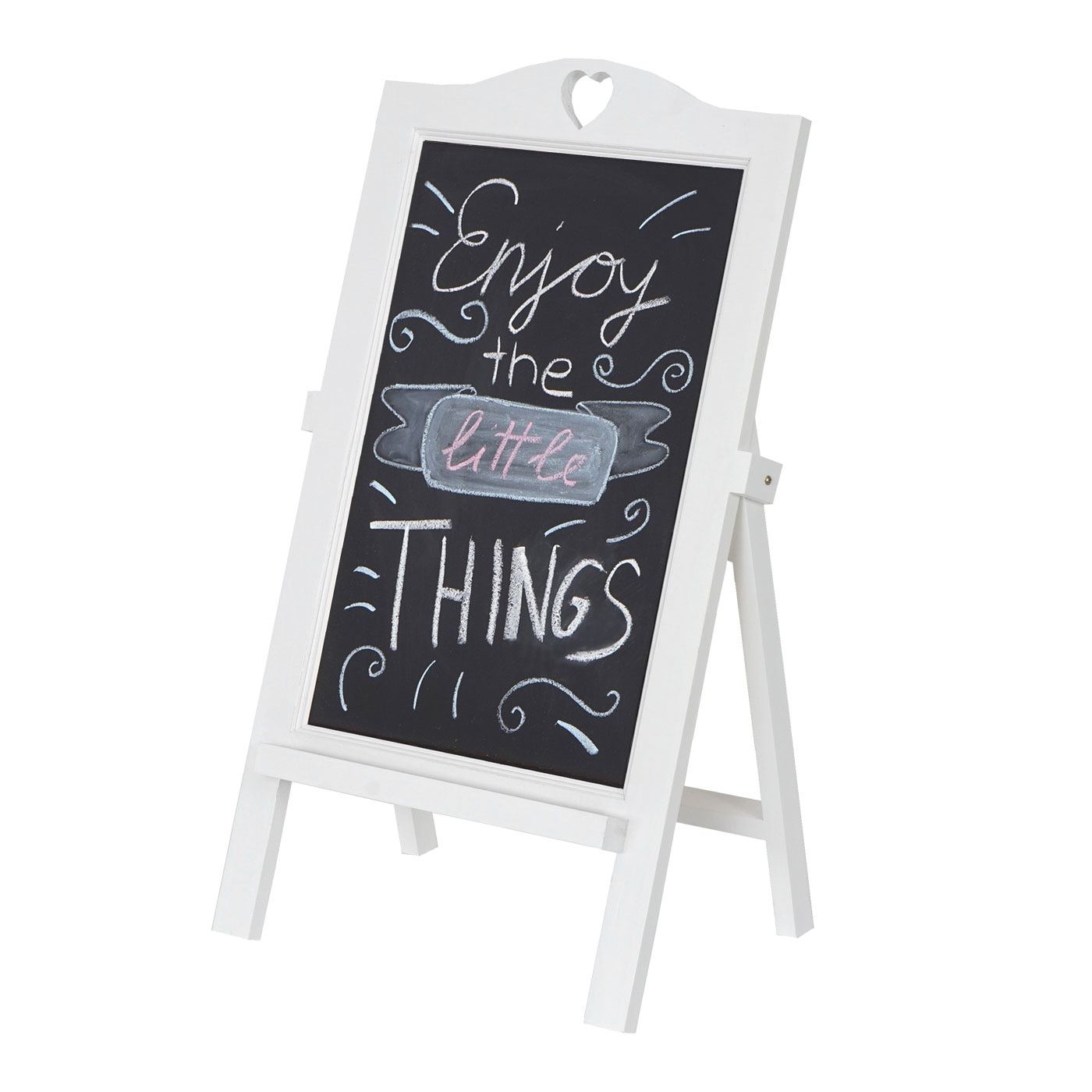 Werbetafel MCW-E51, Aufsteller Kreidetafel Kundenstopper Dekotafel, 66x39x33cm ~ wei&szlig; lackiert 