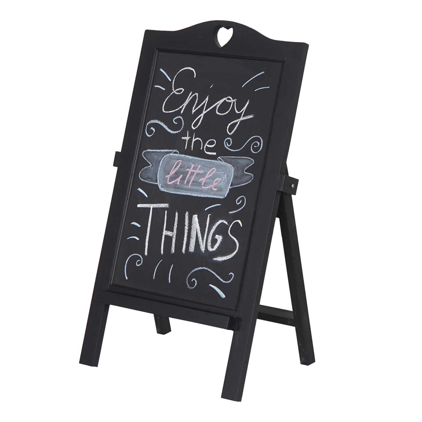 Werbetafel MCW-E51, Aufsteller Kreidetafel Kundenstopper Dekotafel, 66x39x33cm ~ schwarz lackiert 