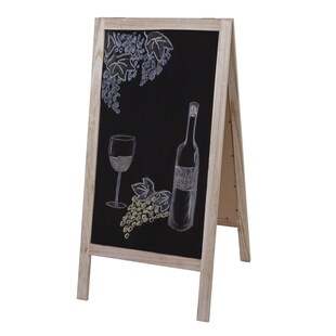 XL Werbetafel MCW-C17, Aufsteller Kreidetafel Kundenstopper, 2 Schreibflächen klappbar, 100x50cm ~ naturfarben 